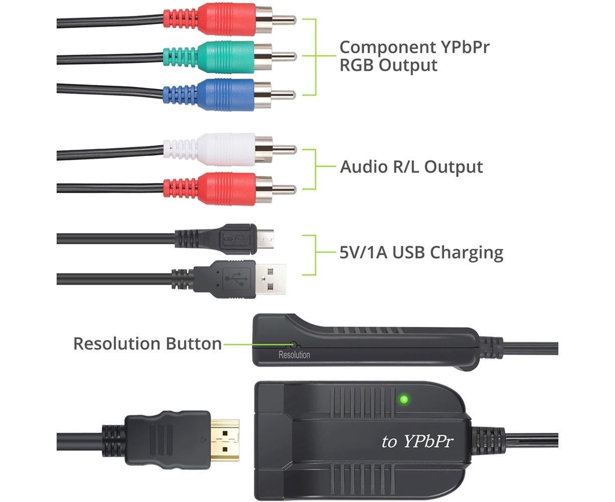 HDMI-compatible to 1080p Component Video YPbPr 5RCA RGB Converter Adapter R/L Audio Output - Black - Image 8