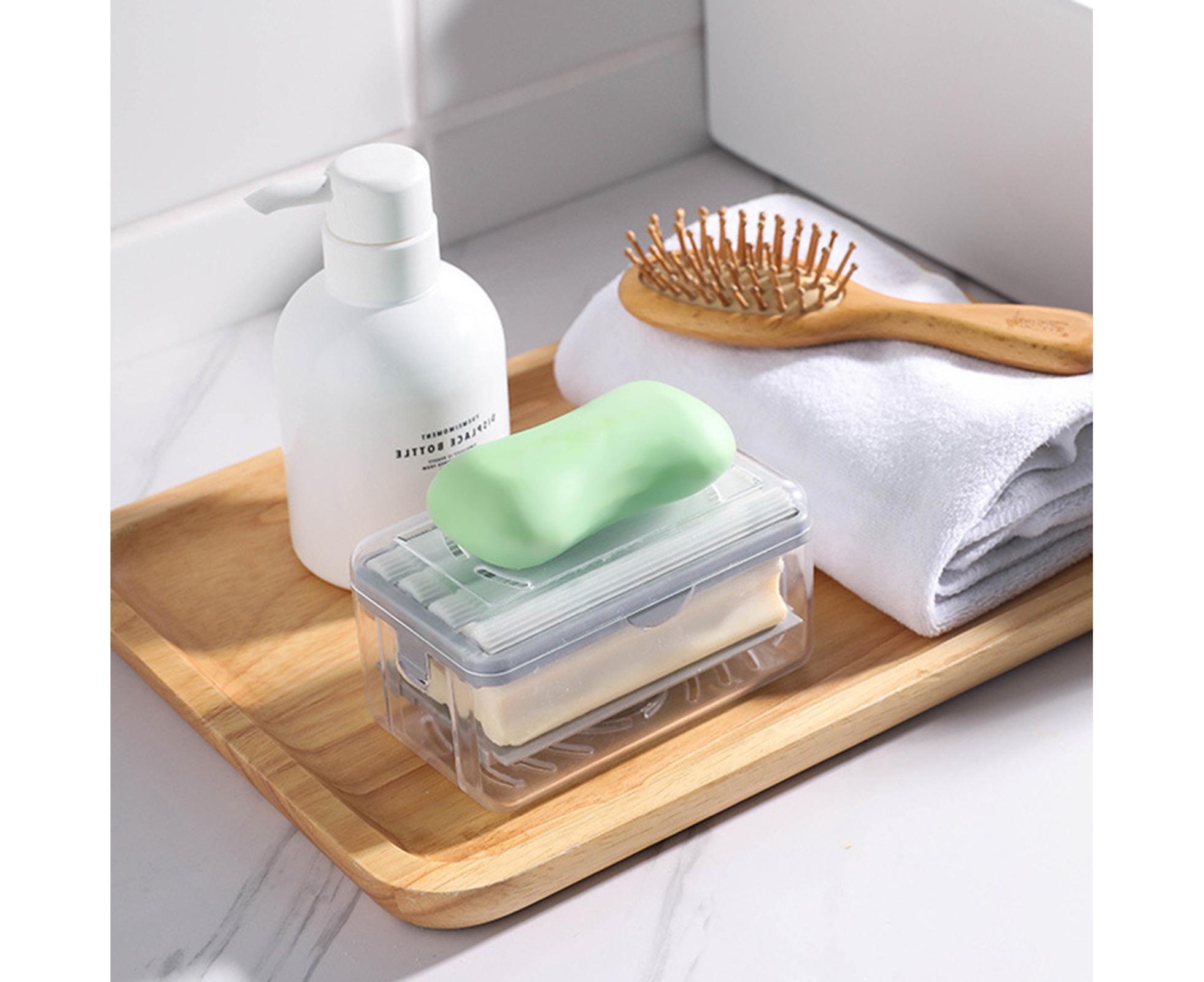 Multifunctional Soap Box Drainable Eco-friendly Built-in Spring Soap Holder Household Supplies-Grey - Image 3