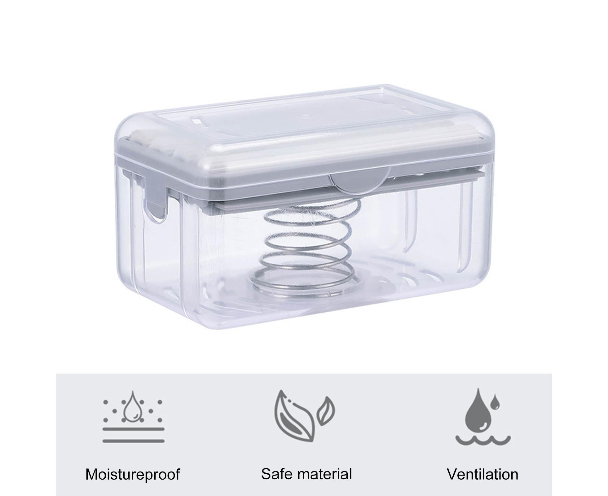 Multifunctional Soap Box Drainable Eco-friendly Built-in Spring Soap Holder Household Supplies-Grey - Image 5