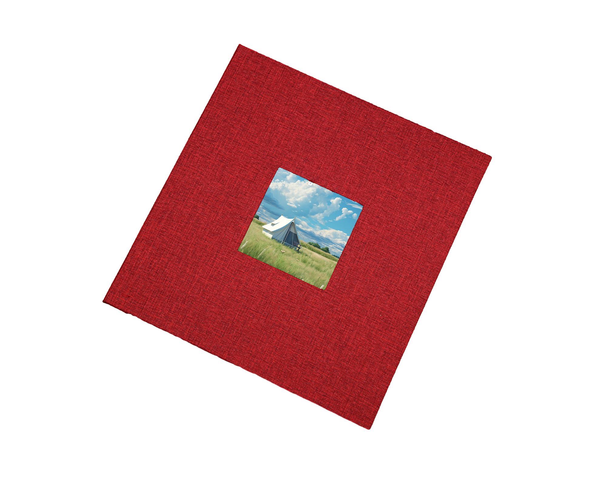 Photo Album 40 Pages Linen Cover Hardcover Reusable Sticky Stamp Collection Book Family Photos Storage Memory Book Scrapbook with Box - Red - Image 1