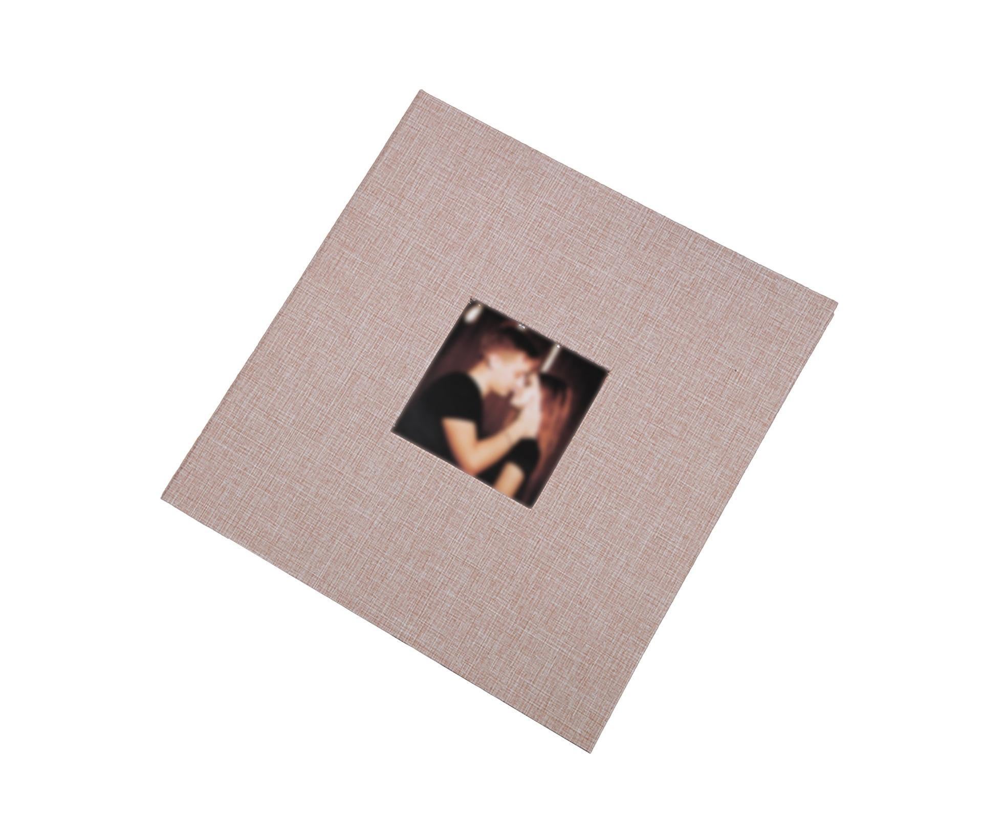 Photo Album 40 Pages Linen Cover Hardcover Reusable Sticky Stamp Collection Book Family Photos Storage Memory Book Scrapbook with Box - Beige - Image 1