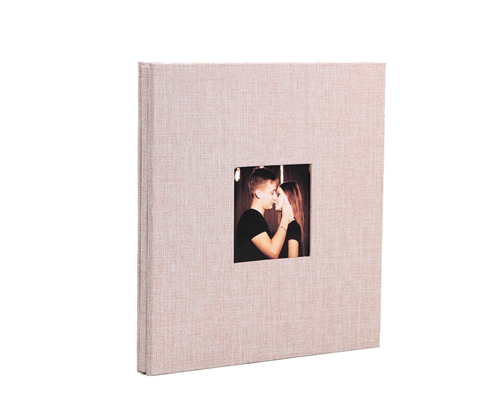 Photo Album 40 Pages Linen Cover Hardcover Reusable Sticky Stamp Collection Book Family Photos Storage Memory Book Scrapbook with Box - Beige - Image 5
