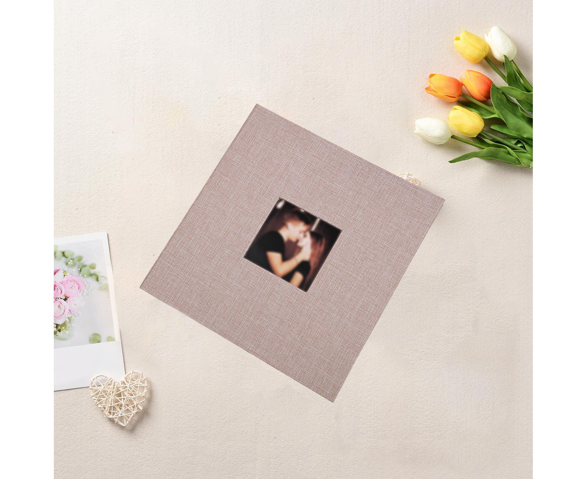 Photo Album 40 Pages Linen Cover Hardcover Reusable Sticky Stamp Collection Book Family Photos Storage Memory Book Scrapbook with Box - Beige - Image 8