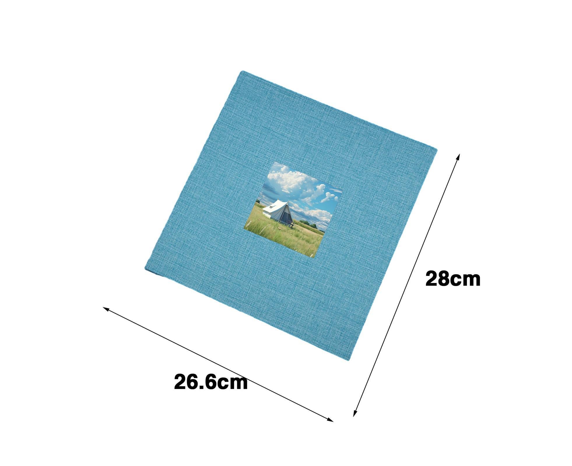 Photo Album 40 Pages Linen Cover Hardcover Reusable Sticky Stamp Collection Book Family Photos Storage Memory Book Scrapbook with Box - Blue - Image 3