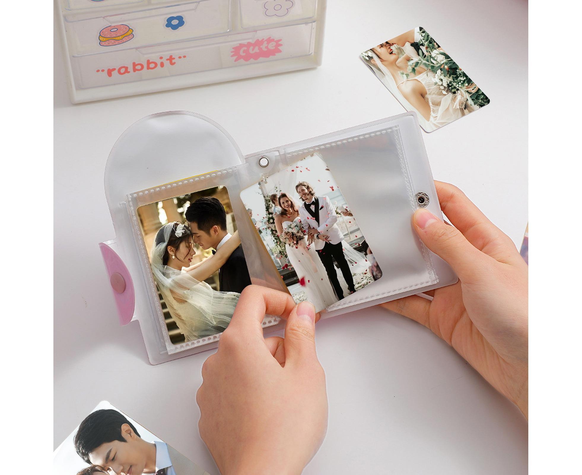 Photo Album Large Capacity Waterproof Insert Type PVC 3 Inch 40 Pages Picture Album  Card Storage Binder Friends Gift - Pink - Image 6