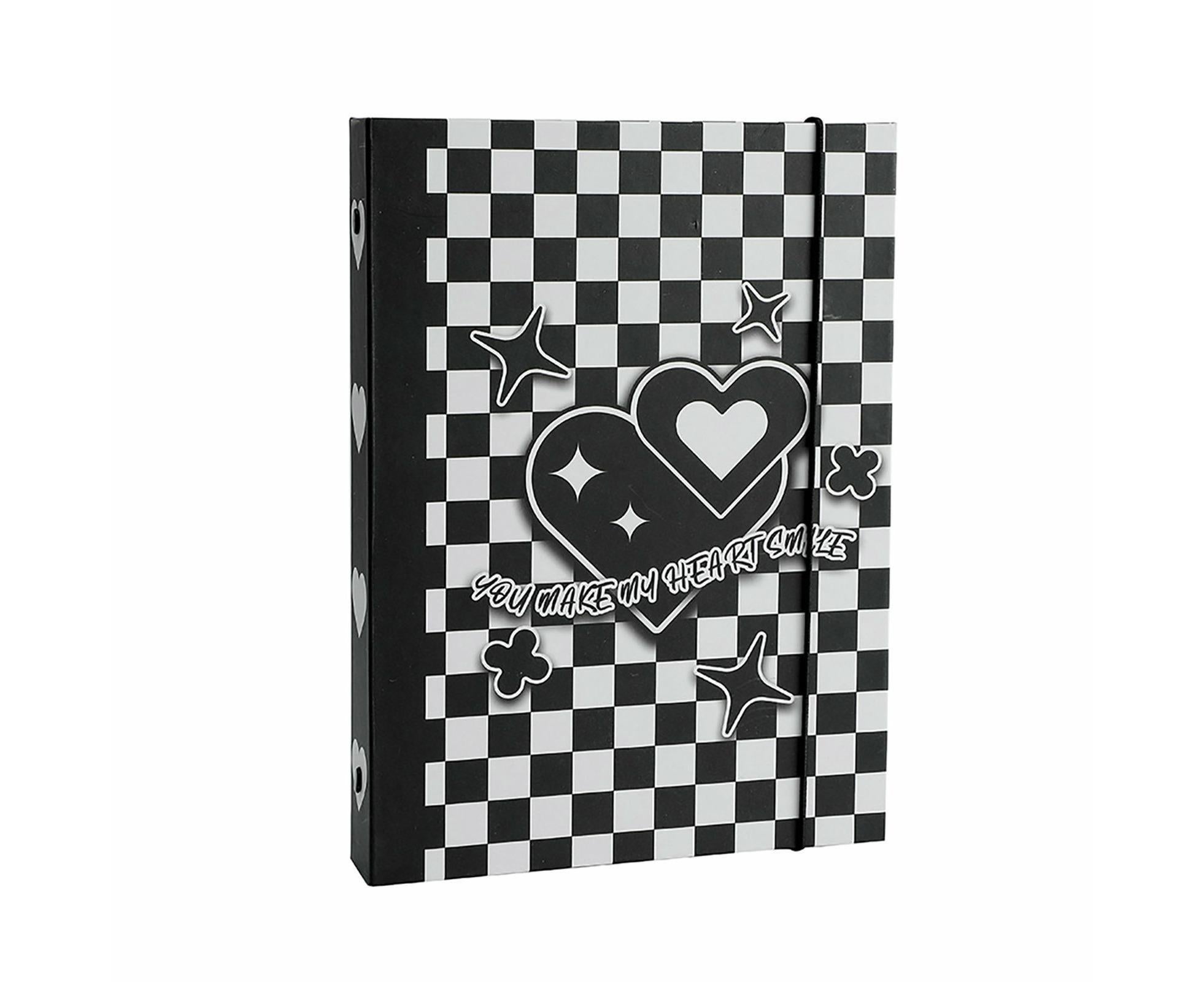 Photo Album with Lanyard 6 Holes Loose-leaf Type 3 Inches Album Collection Book Student Supplieslack White - Image 1
