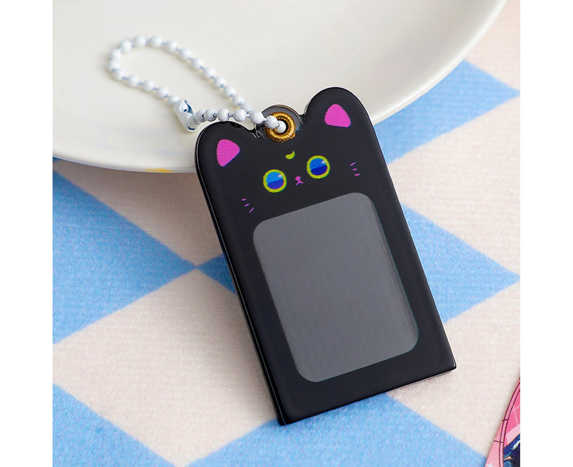 Photo Keychain Creative Acrylic Cartoon Cat Photo Frame Hanging Pendant for Daily Use-Black - Image 3