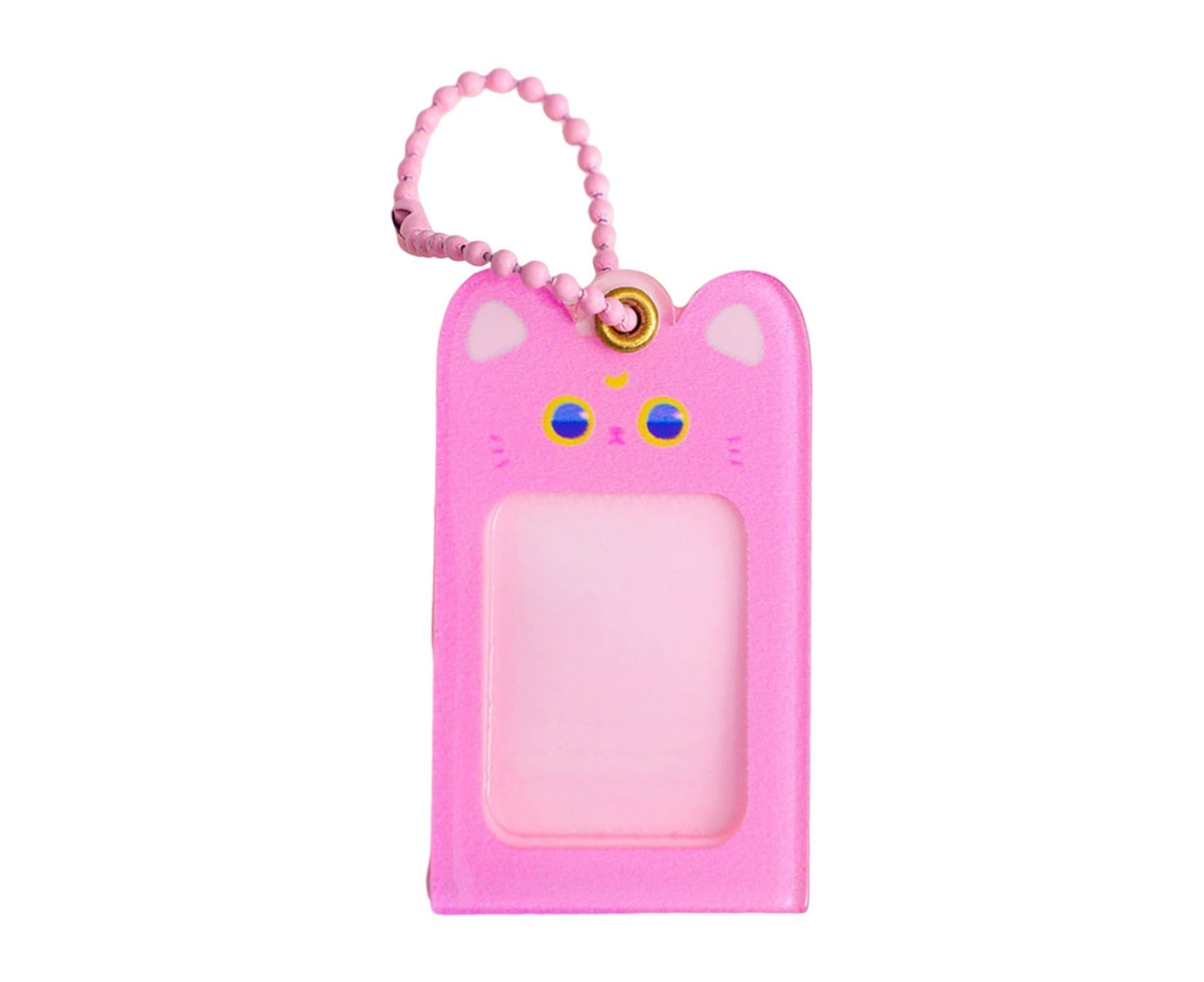 Photo Keychain Creative Acrylic Cartoon Cat Photo Frame Hanging Pendant for Daily Use-Pink - Image 1