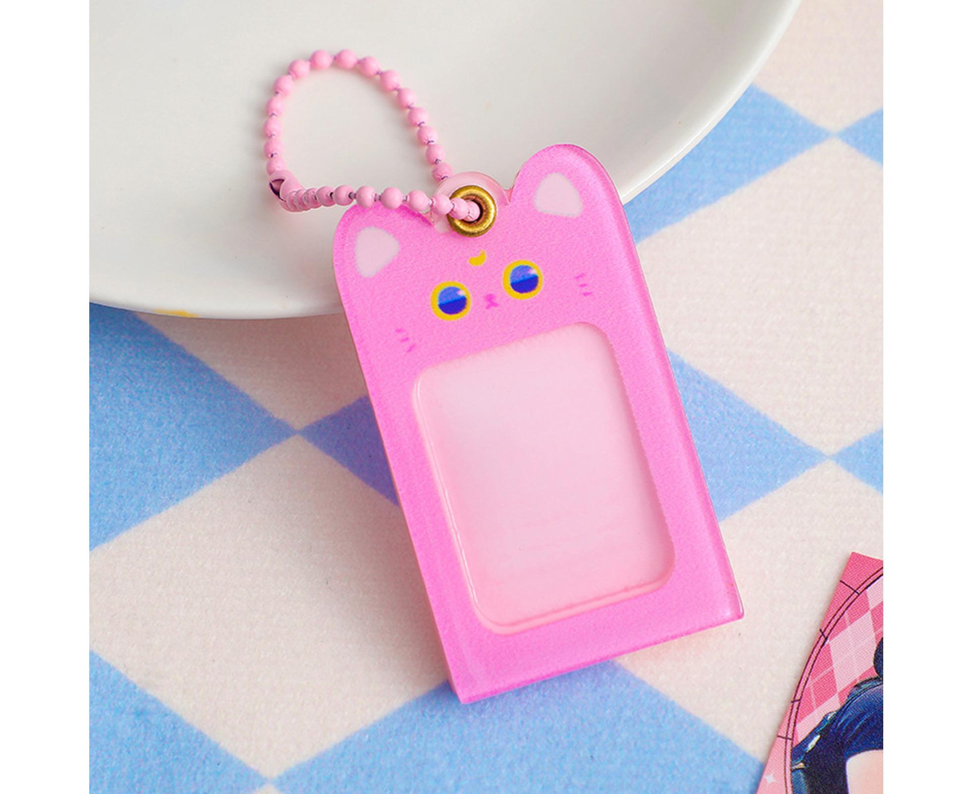 Photo Keychain Creative Acrylic Cartoon Cat Photo Frame Hanging Pendant for Daily Use-Pink - Image 3