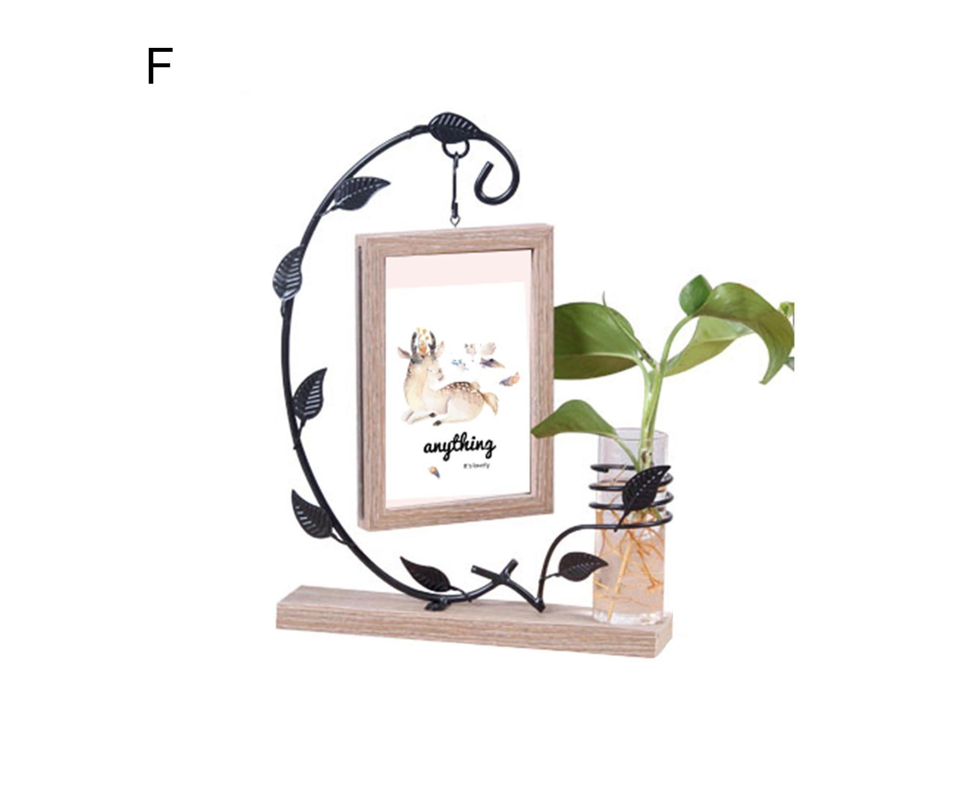 Picture Frame Double Sided Stable Base Smooth Edge High Strength Rustproof Decorative Burr Free Desktop Photo Frame with Hydroponic Vase Home Supplies - Image 3