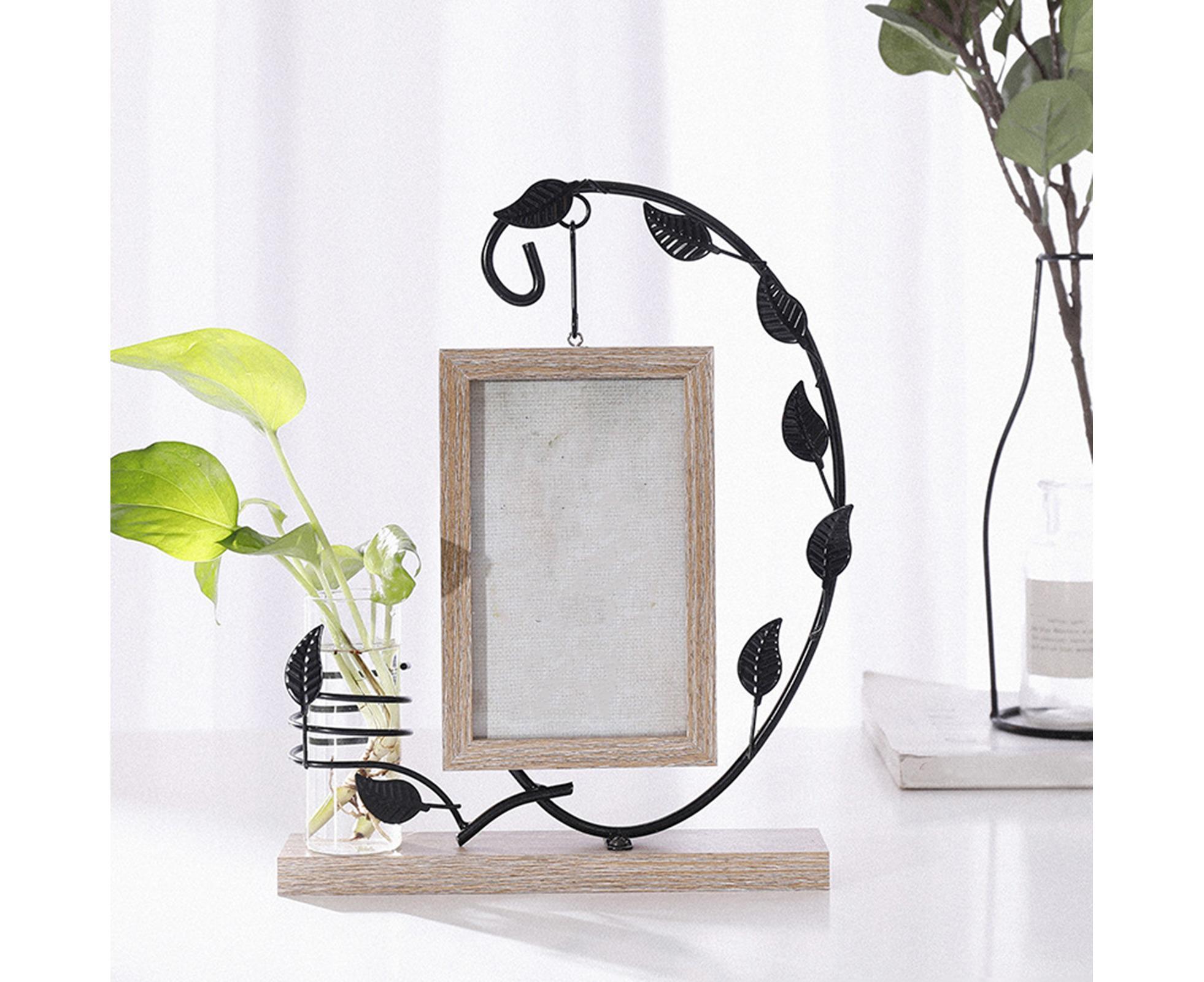 Picture Frame Double Sided Stable Base Smooth Edge High Strength Rustproof Decorative Burr Free Desktop Photo Frame with Hydroponic Vase Home Supplies - Image 5