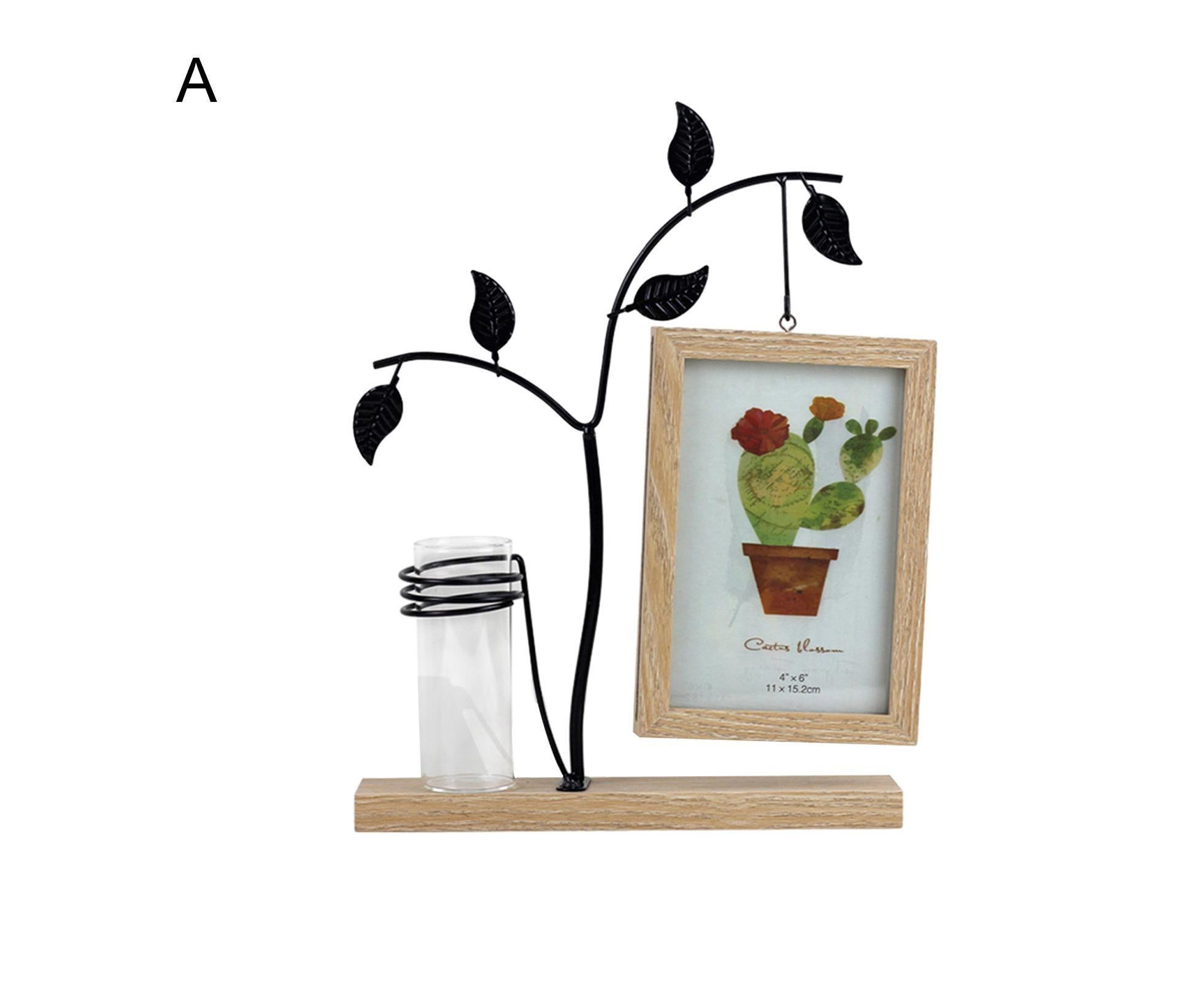 Picture Frame Double Sided Stable Base Smooth Edge High Strength Rustproof Decorative Burr Free Desktop Photo Frame with Hydroponic Vase Home Supplies - Image 3