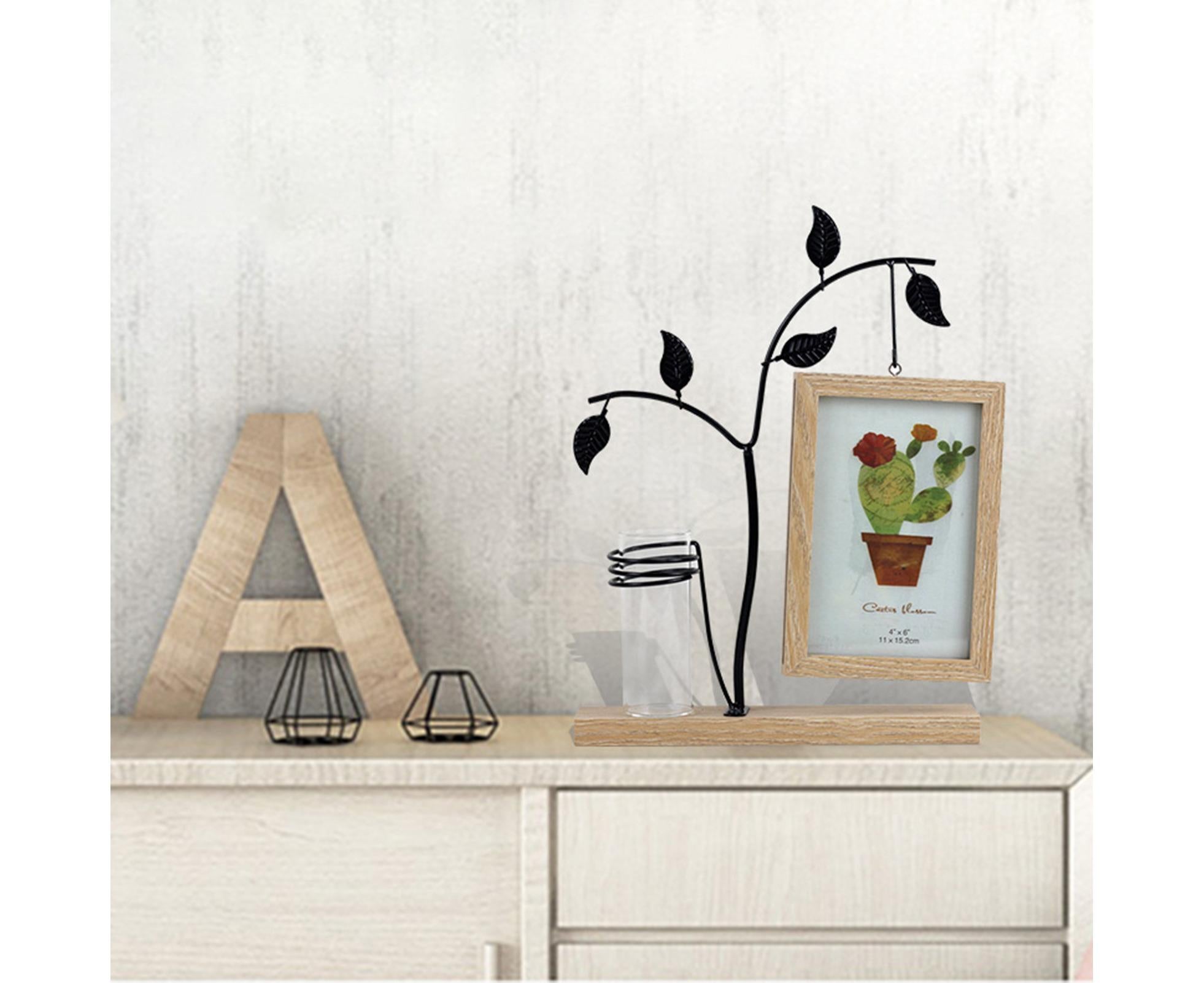 Picture Frame Double Sided Stable Base Smooth Edge High Strength Rustproof Decorative Burr Free Desktop Photo Frame with Hydroponic Vase Home Supplies - Image 4
