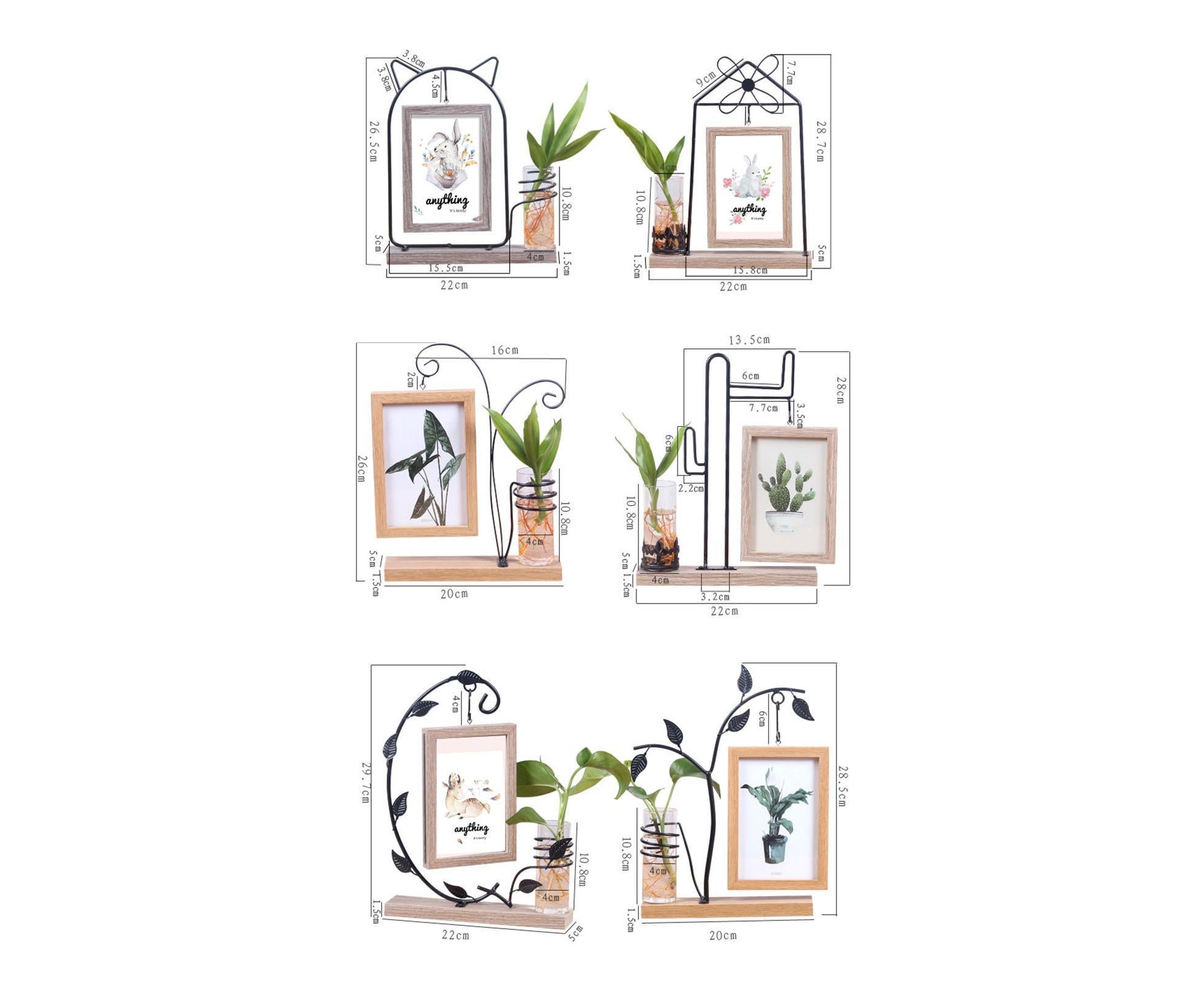Picture Frame Double Sided Stable Base Smooth Edge High Strength Rustproof Decorative Burr Free Desktop Photo Frame with Hydroponic Vase Home Supplies - Image 2