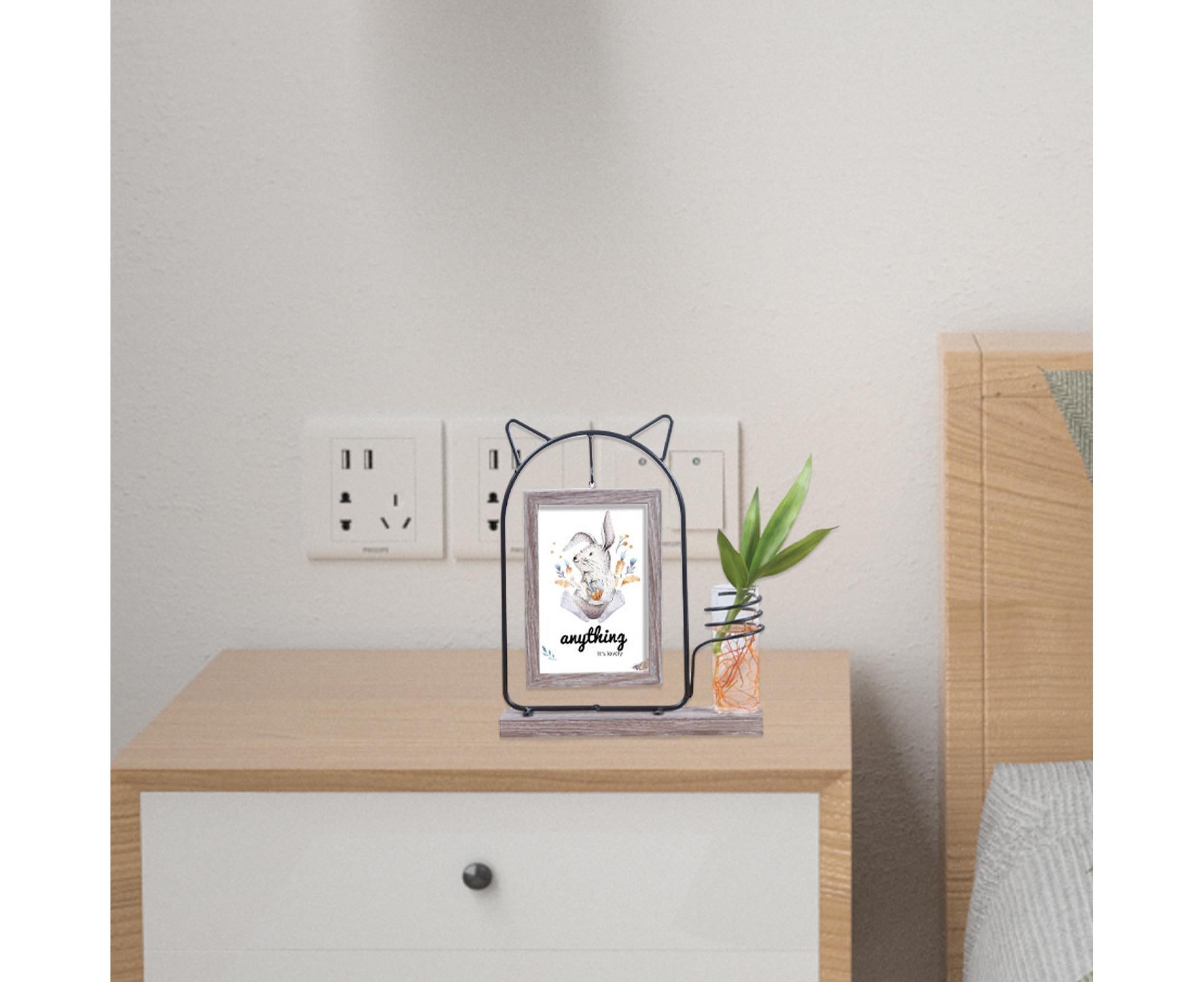 Picture Frame Double Sided Stable Base Smooth Edge High Strength Rustproof Decorative Burr Free Desktop Photo Frame with Hydroponic Vase Home Supplies - Image 4