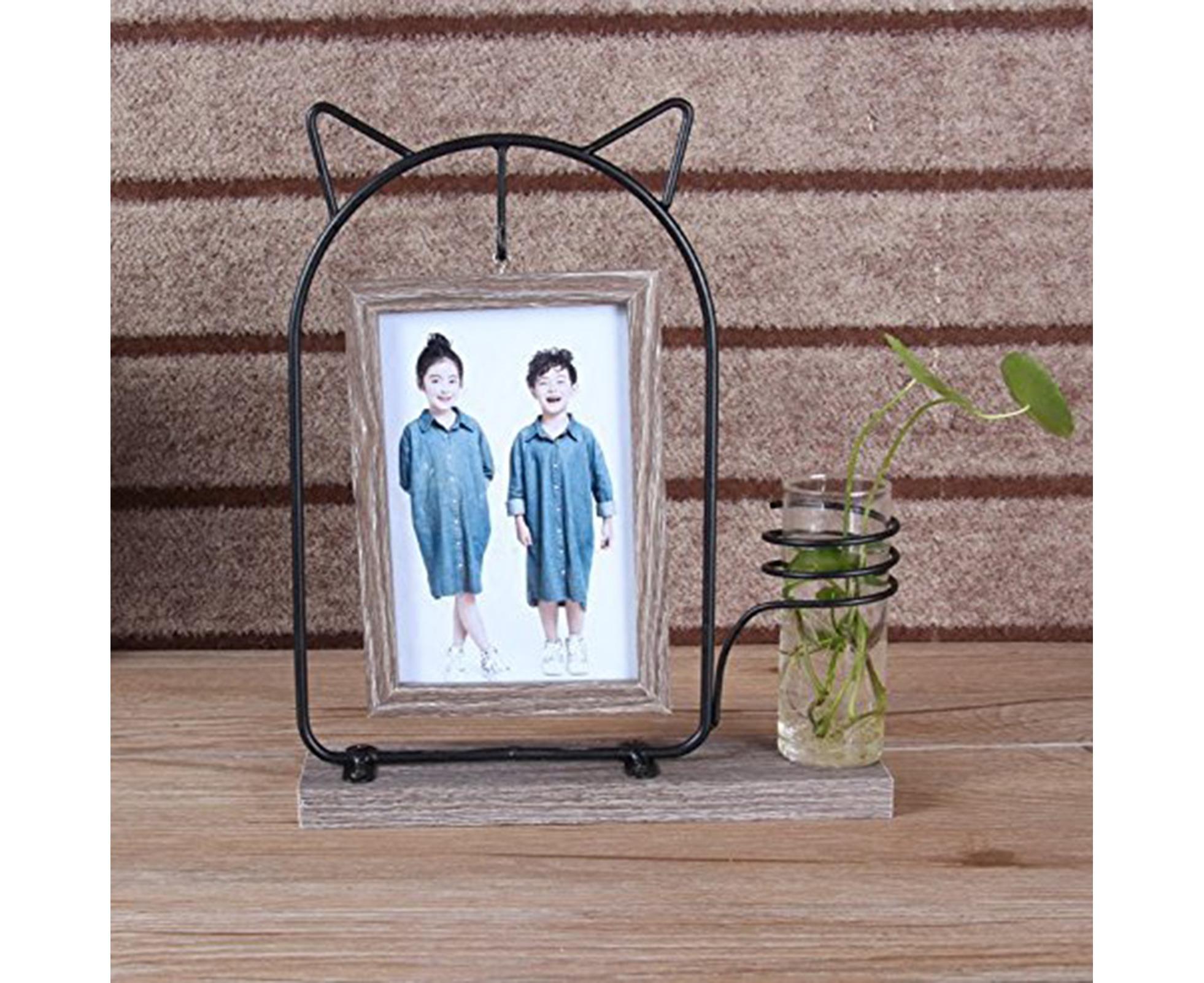 Picture Frame Double Sided Stable Base Smooth Edge High Strength Rustproof Decorative Burr Free Desktop Photo Frame with Hydroponic Vase Home Supplies - Image 6
