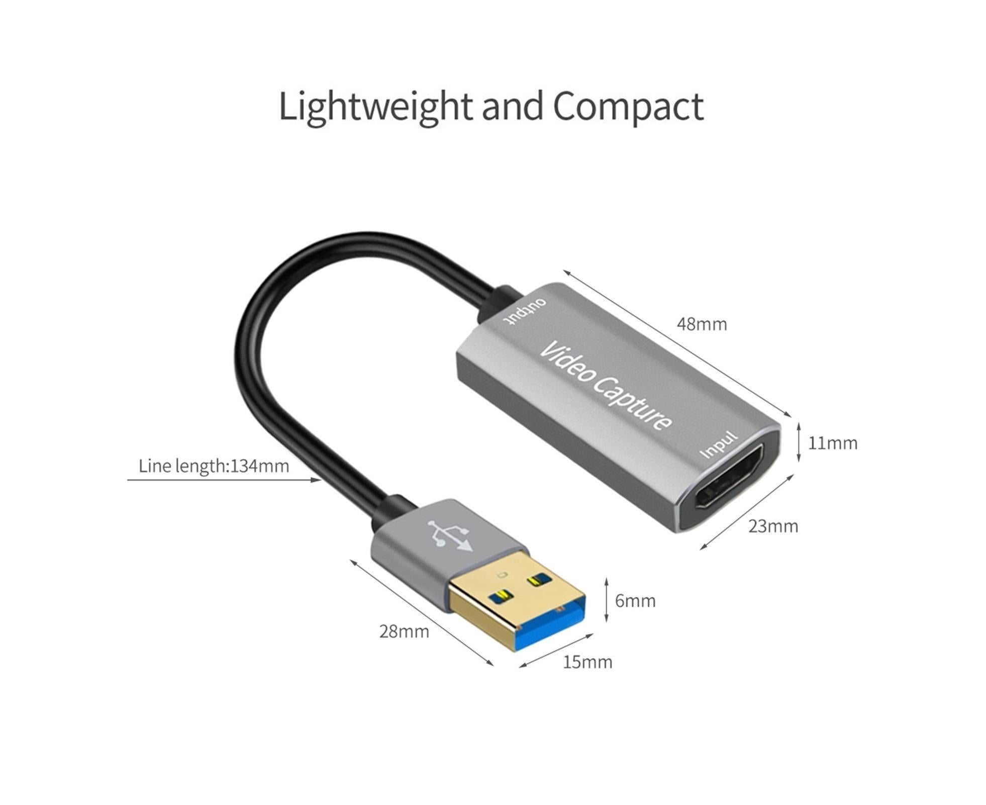 HDMI-compatible to USB Video Capture Card Game Camera Recorder Live Streaming Webcasting - Grey - Image 7