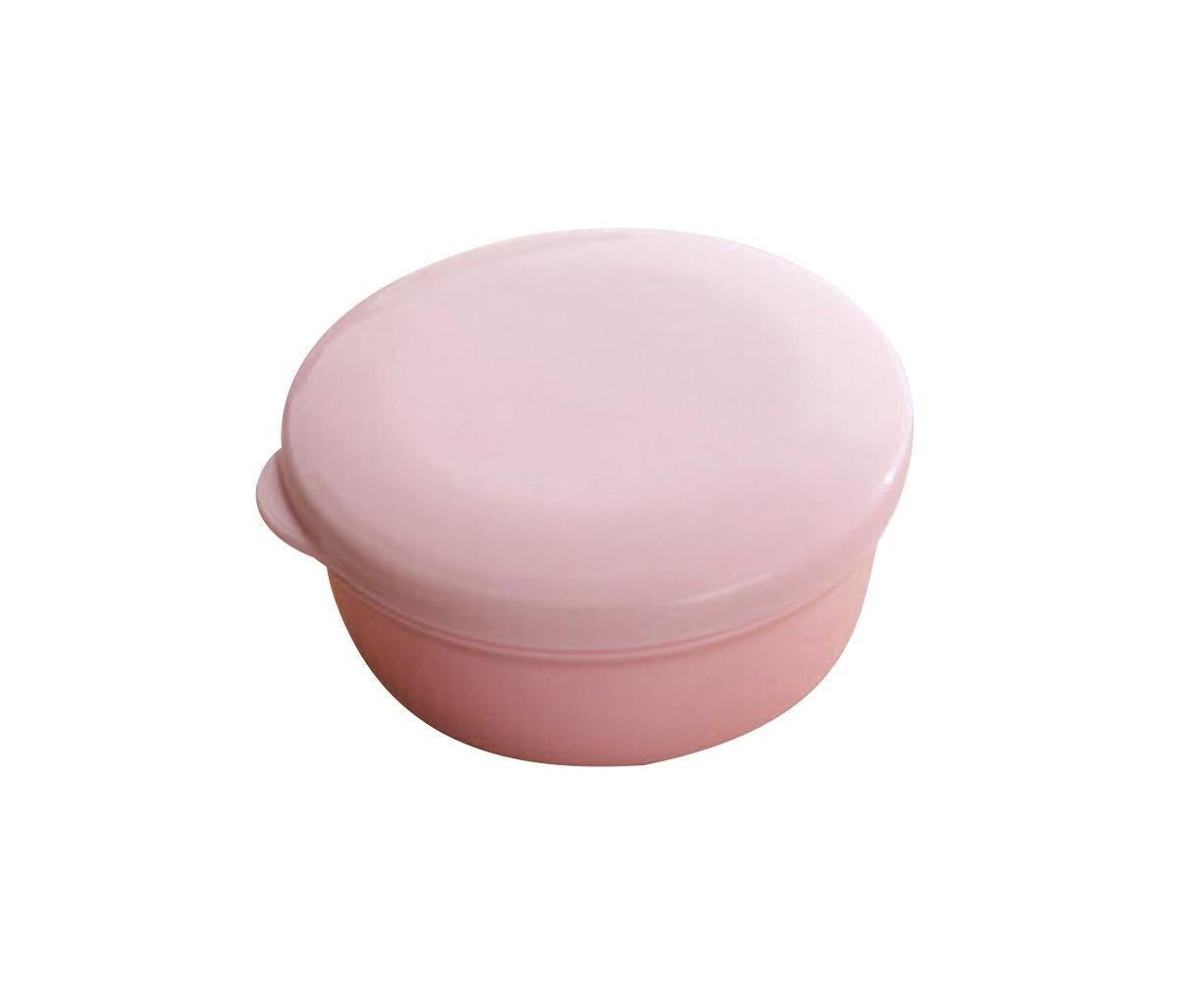 Portable Home Travel Round Plastic Bathroom Shower Soap Storage Seal Box Holder-Pink - Image 1