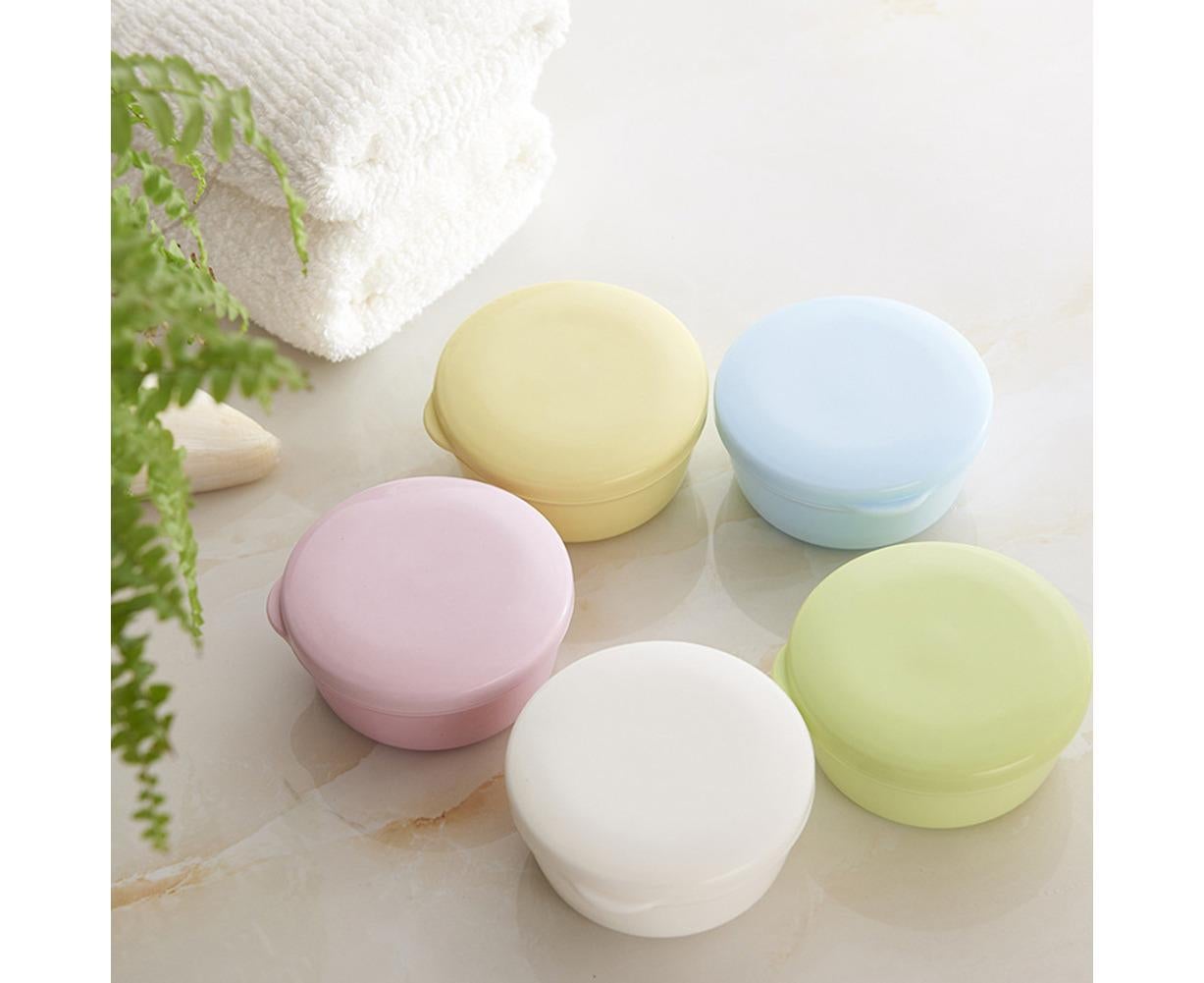 Portable Home Travel Round Plastic Bathroom Shower Soap Storage Seal Box Holder-Pink - Image 3