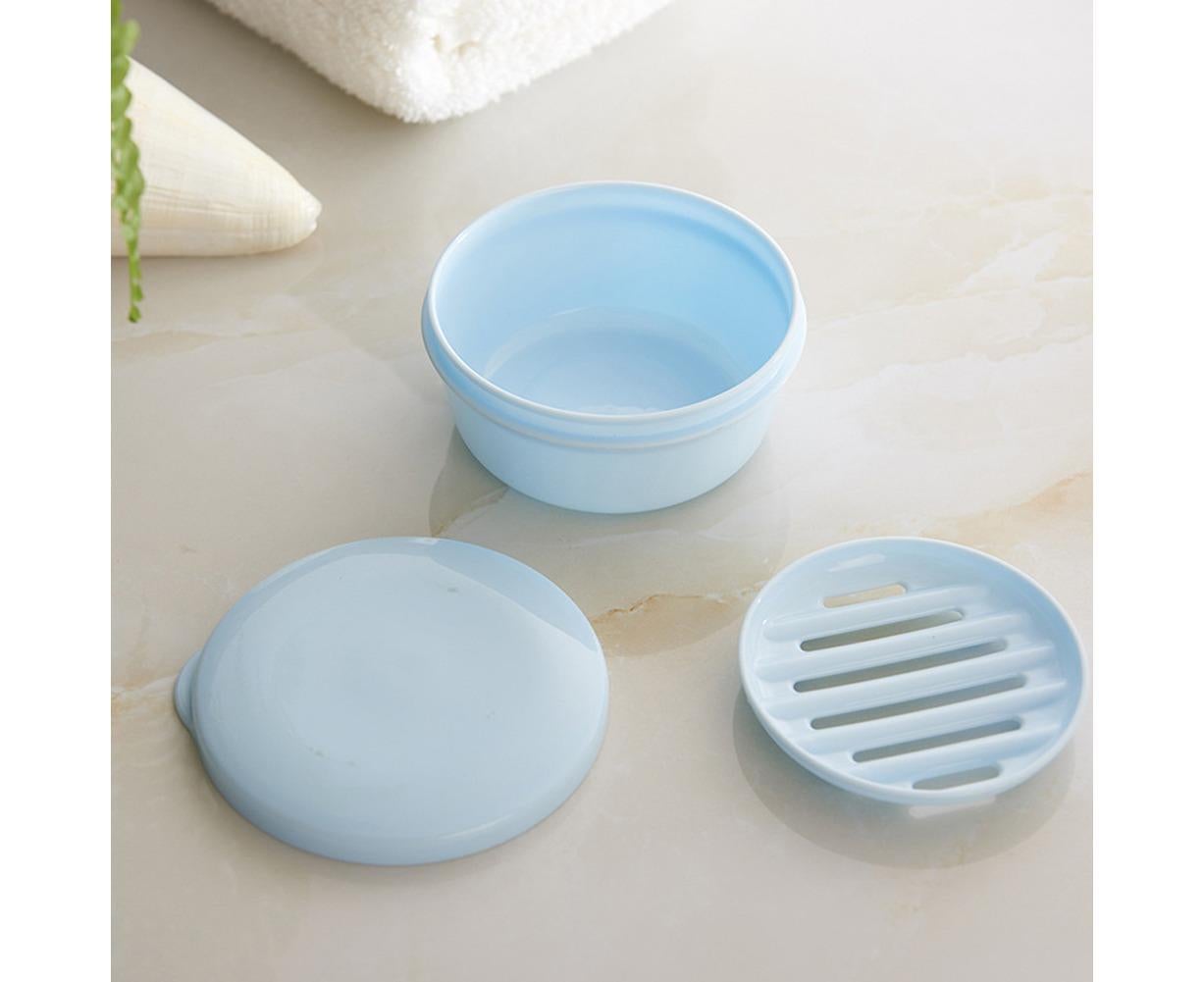 Portable Home Travel Round Plastic Bathroom Shower Soap Storage Seal Box Holder-Pink - Image 5