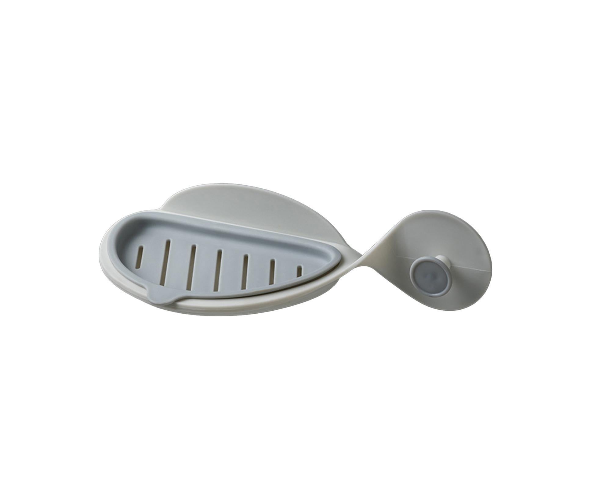 Punch Free Soap Tray Moisture-proof PP Whale Shape Wall Hanging Draining Soap Dish for Bathroom-Light Grey - Image 1