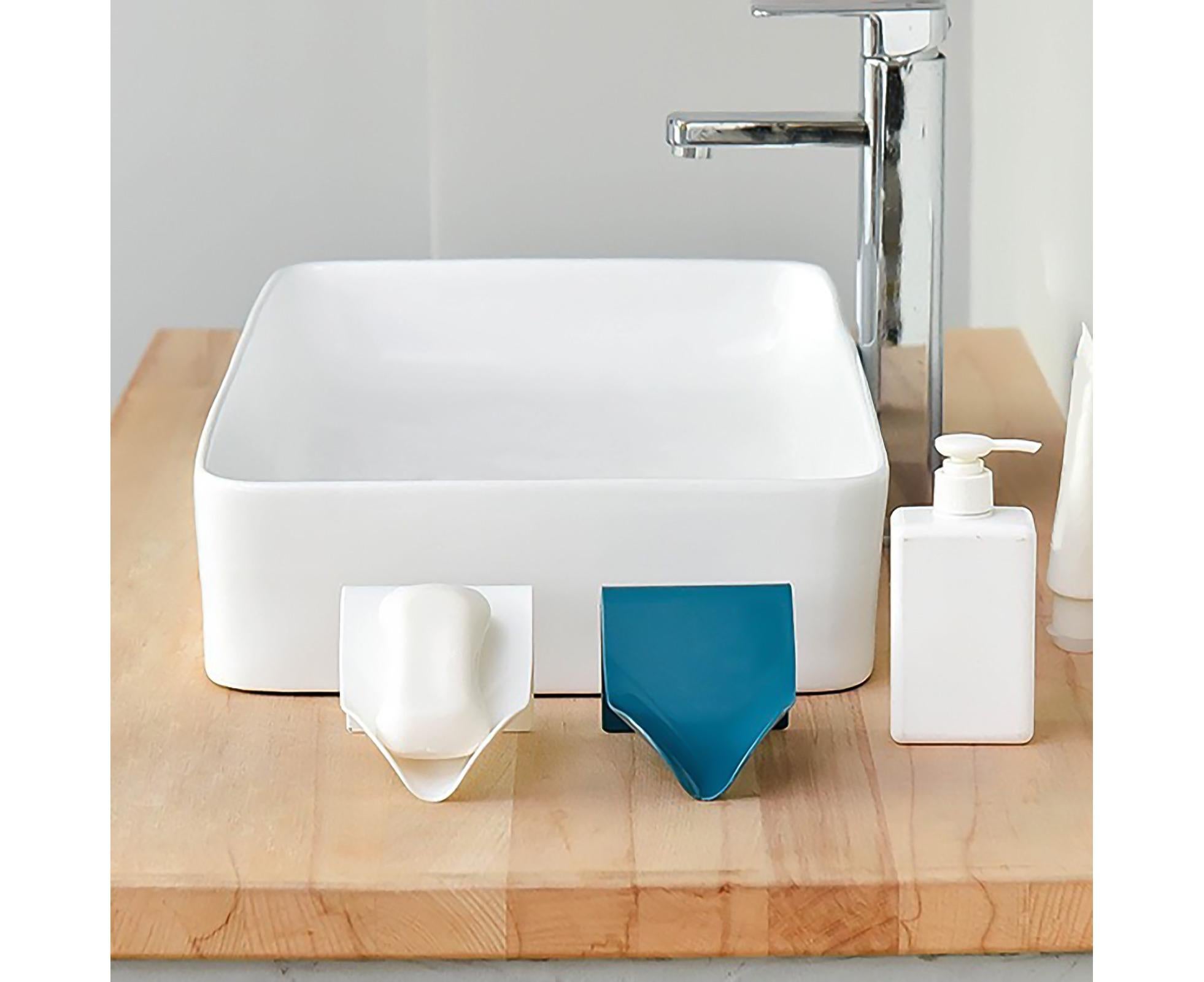 Seamless Wall-Mounted Hole-Free Soap Holder Bathroom Drainage Storage Rack Box-Yellow - Image 3