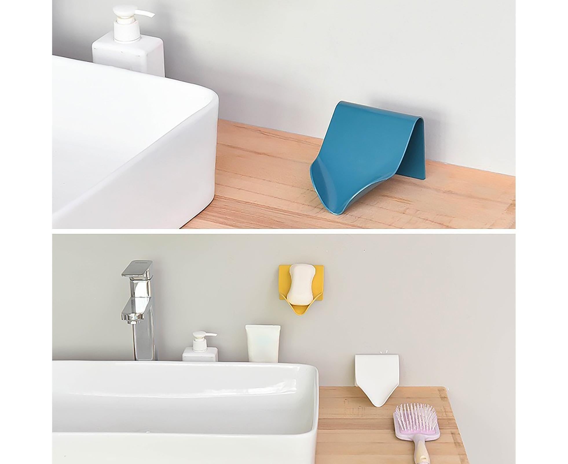 Seamless Wall-Mounted Hole-Free Soap Holder Bathroom Drainage Storage Rack Box-Yellow - Image 4