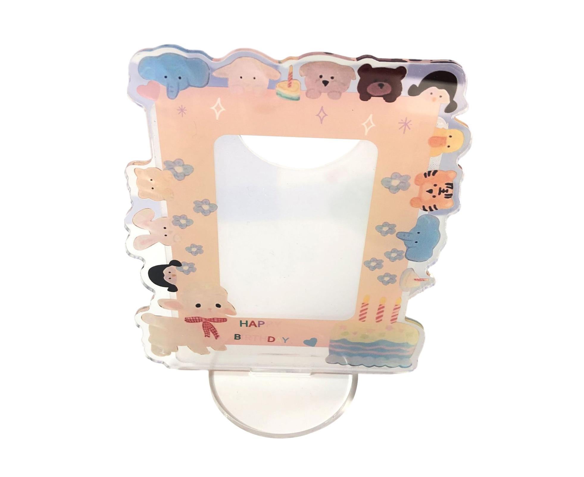 Sign Stand Ornament Irregular Wave Edge Acrylic Flower Pattern Surrounding 3 Inch  Album Photocard Stand Household Use - Image 1
