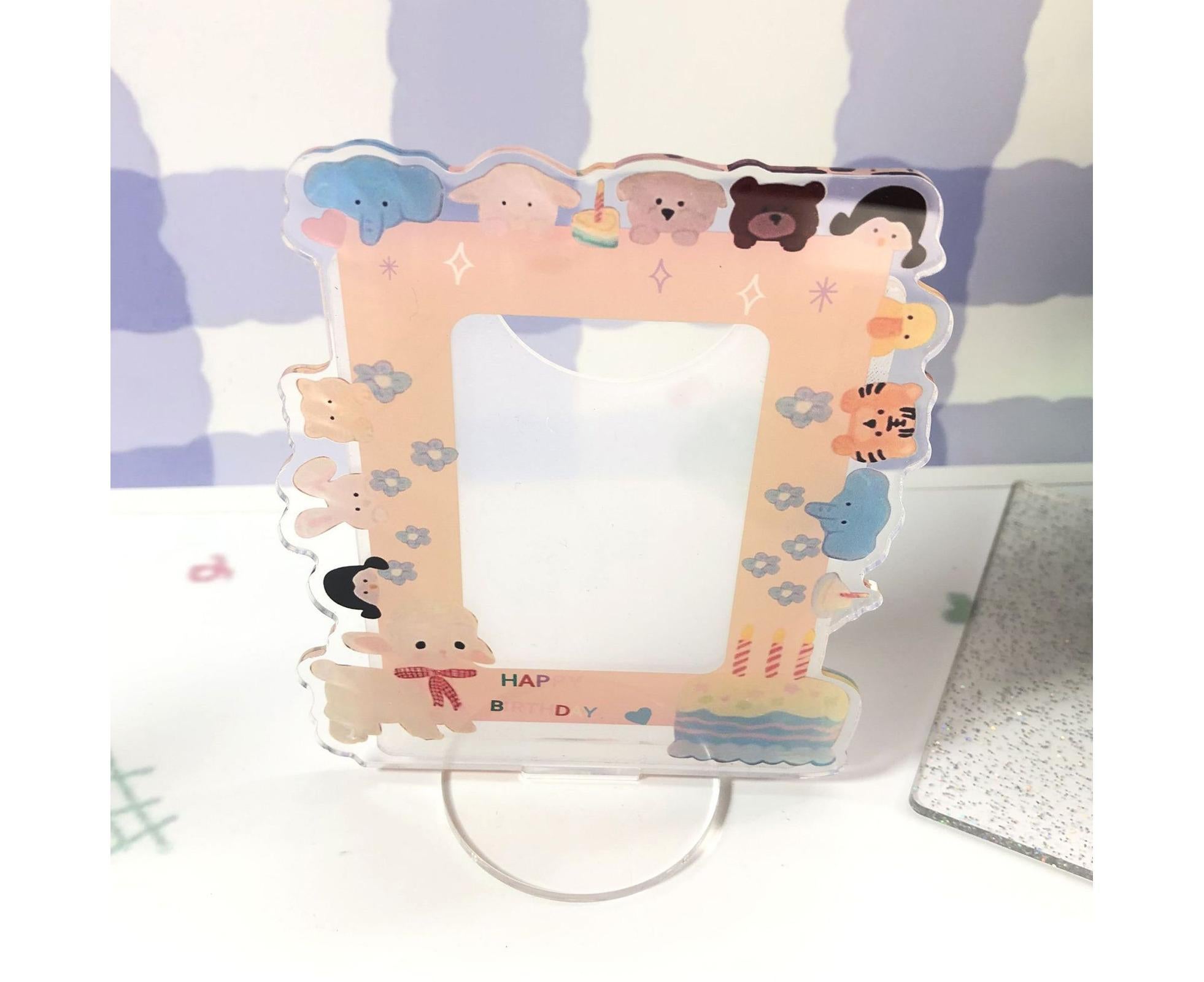 Sign Stand Ornament Irregular Wave Edge Acrylic Flower Pattern Surrounding 3 Inch  Album Photocard Stand Household Use - Image 4