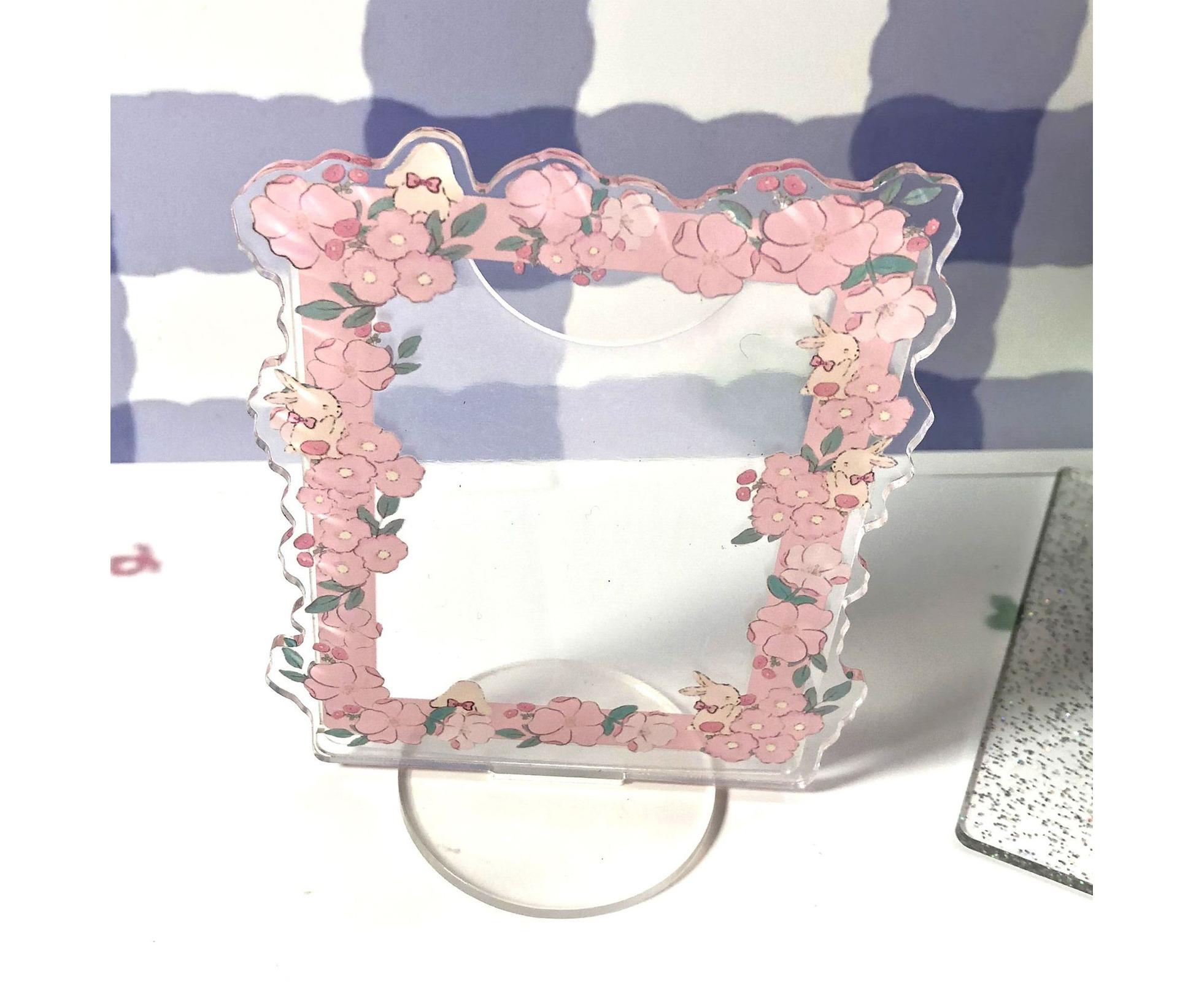 Sign Stand Ornament Irregular Wave Edge Acrylic Flower Pattern Surrounding 3 Inch  Album Photocard Stand Household Use - Image 4