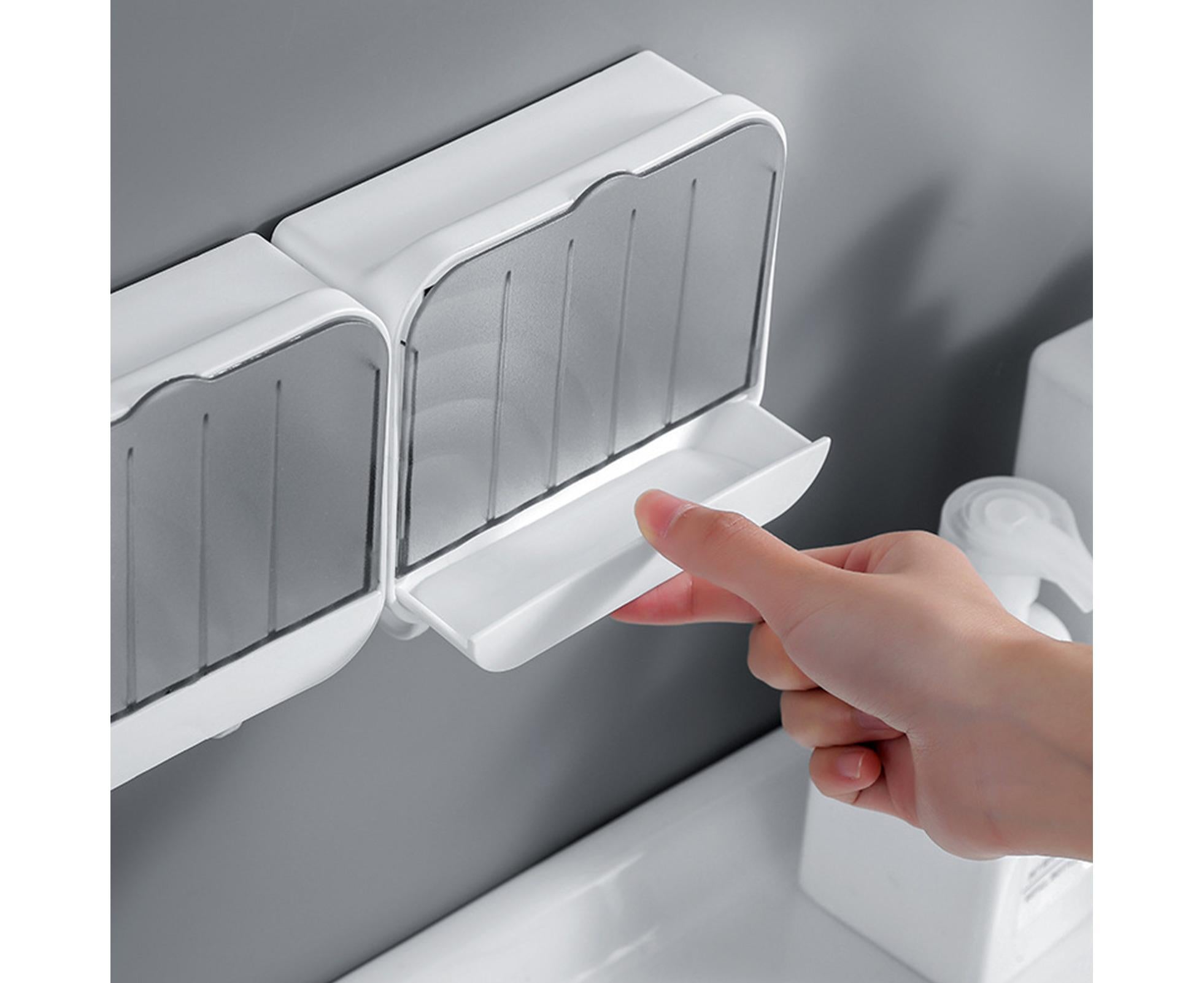 Soap Box Creative Waterproof Lightweight Soap Storage Organizer Dish Towel Rack for Home-White - Image 2