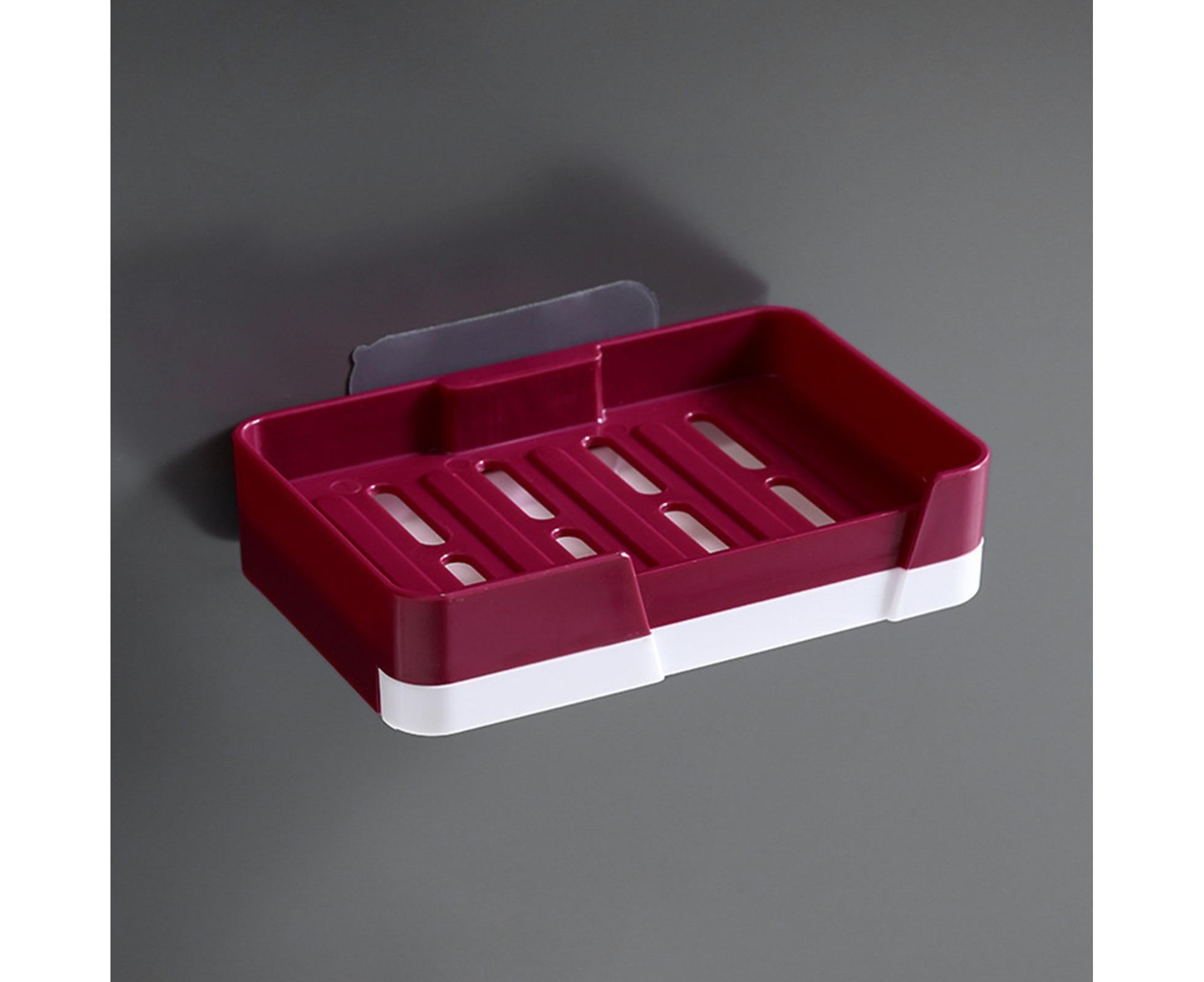 Soap Box Punch Free Good Load Capacity Plastic Soap Holder with Water Tray for Home - Red - Image 3