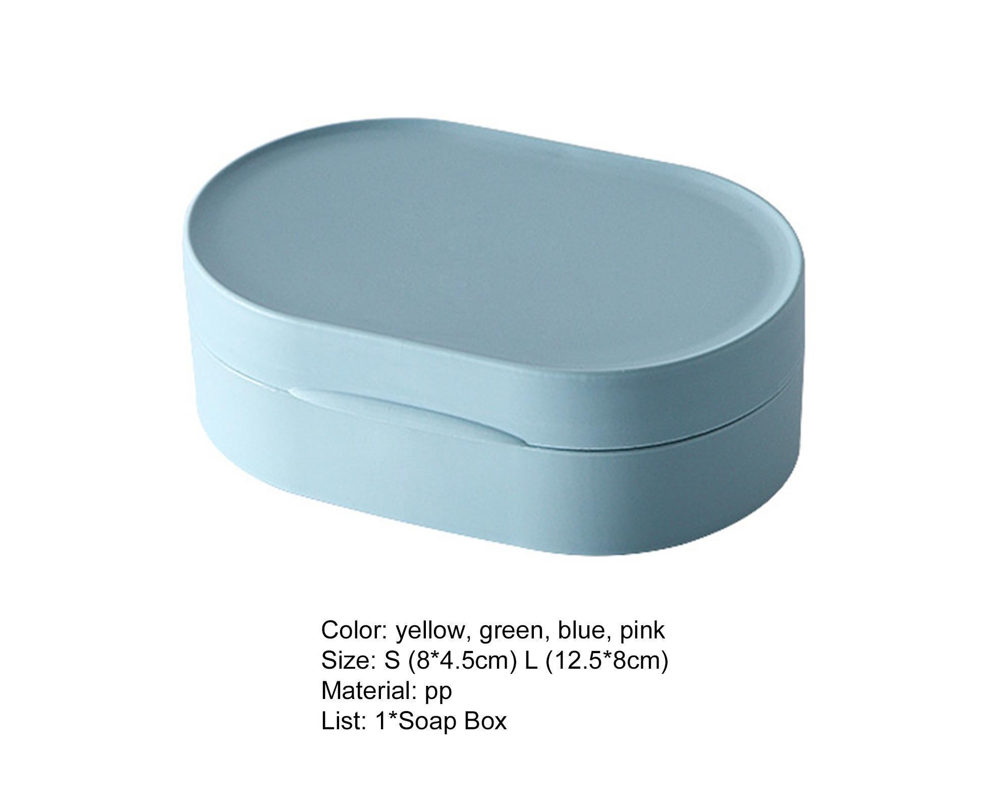 Soap Box Small Exquisite Simple Sealed Soap Case Solid Color Storage Box Bathroom Gadget for Home-Blue L - Image 2