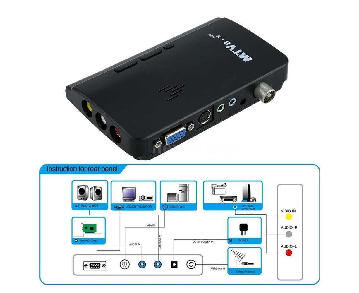 Mini TV Box Digital Computer RF AV to VGA HDTV Programs Tuner Receiver Monitor - Black - Image 2