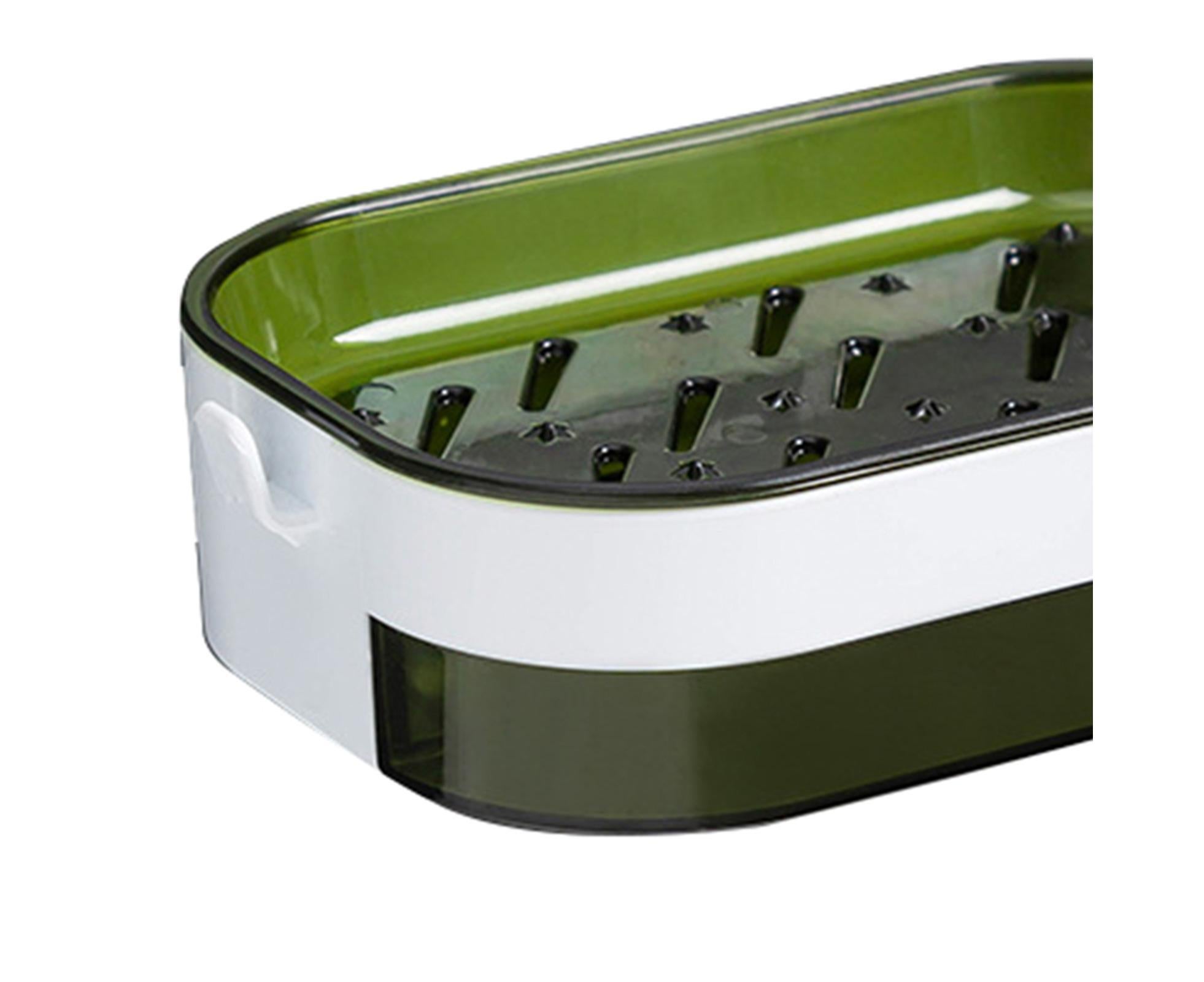 Soap Case Wall Mounted Ventilation Plastic Water Draining Dry Quickly Soap Sponge Dish for Bathroom-Green - Image 2