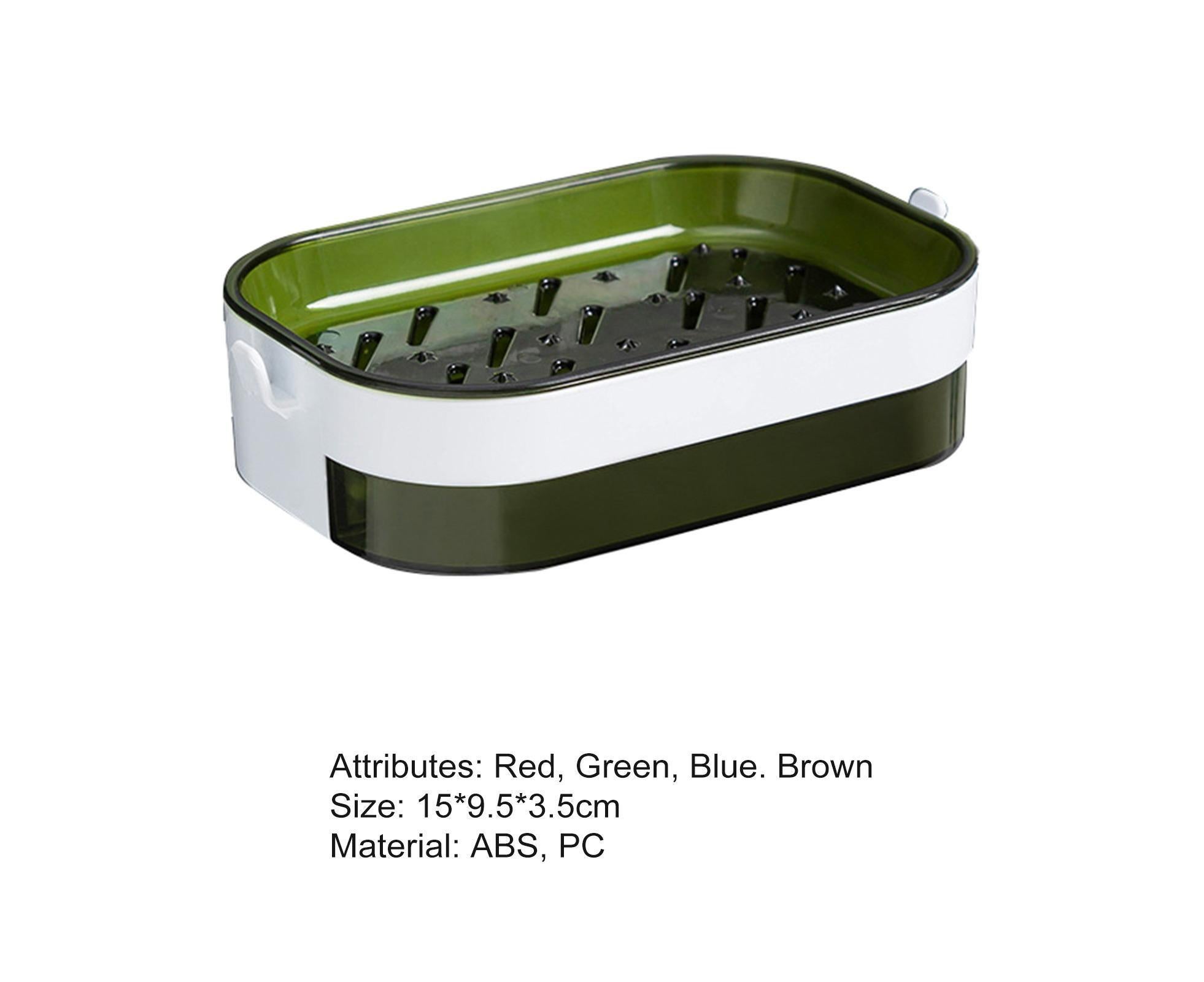 Soap Case Wall Mounted Ventilation Plastic Water Draining Dry Quickly Soap Sponge Dish for Bathroom-Green - Image 3