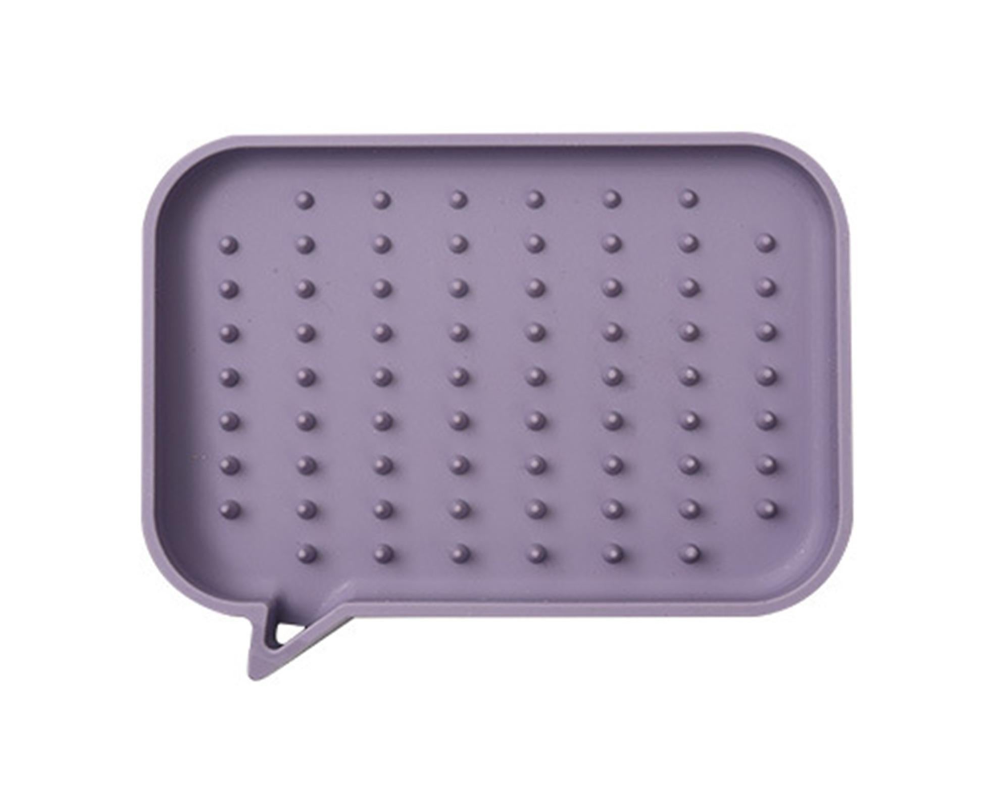 Soap Dish Rectangle Minimalist Silicone Tear-resistant Sponge Holder for Kitchen-Purple - Image 1