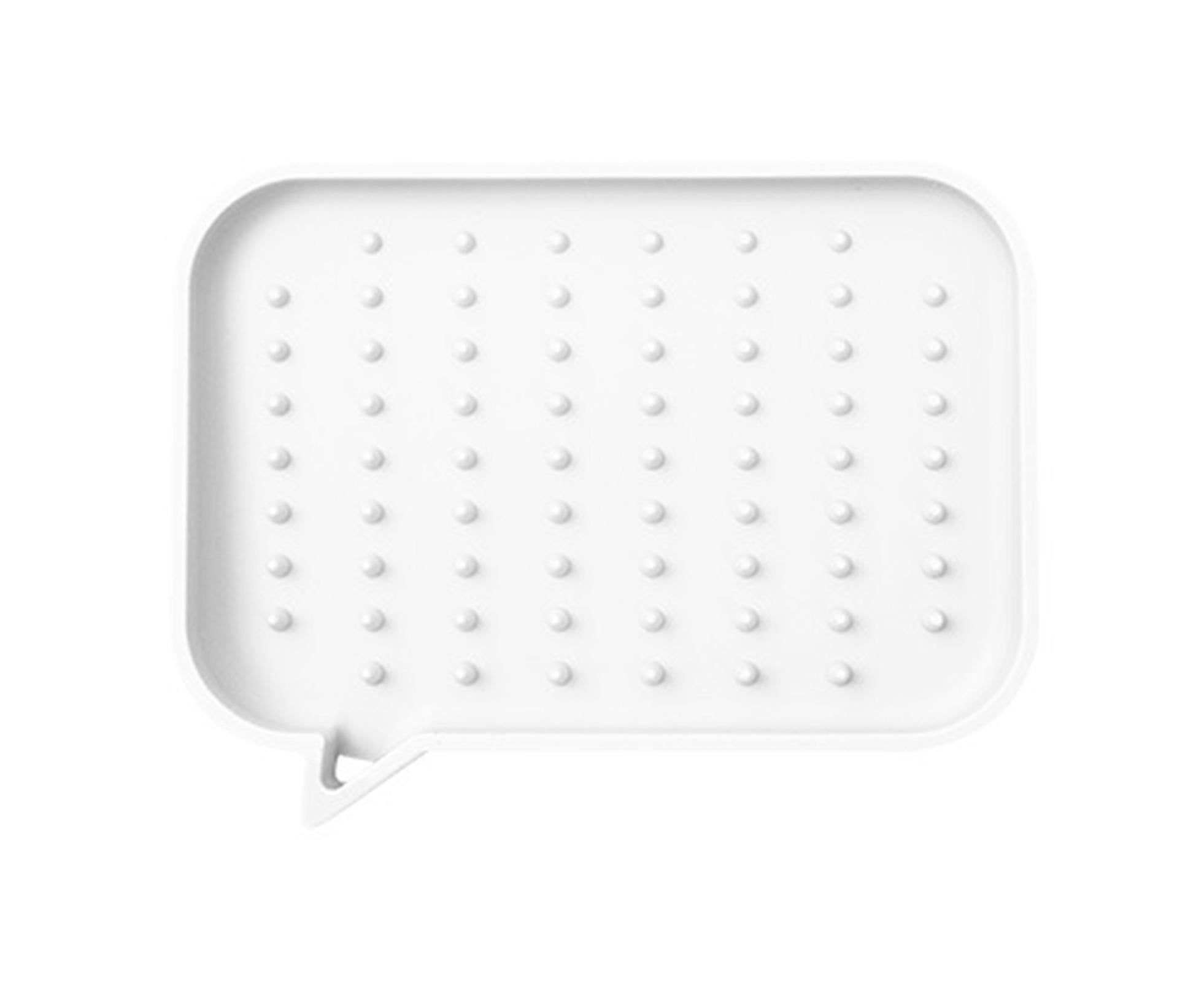 Soap Dish Rectangle Minimalist Silicone Tear-resistant Sponge Holder for Kitchen-White - Image 1