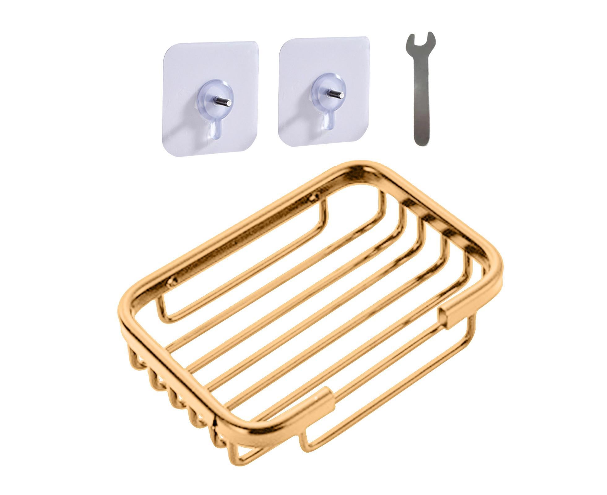 Soap Dish Self-draining Easy Installation Space Aluminum Simple Reused Soap Box for Shower - Golden - Image 1