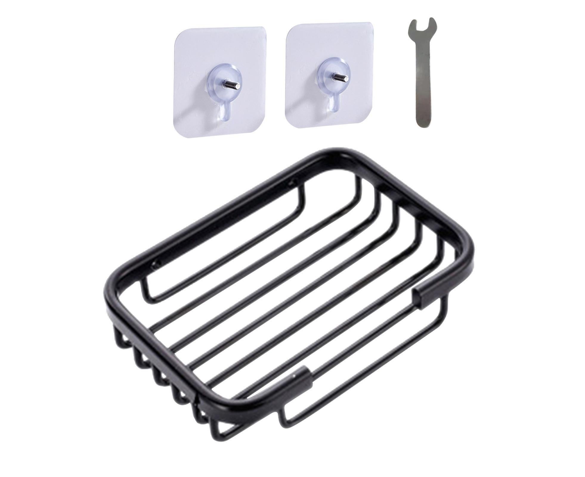 Soap Dish Self-draining Easy Installation Space Aluminum Simple Reused Soap Box for Shower-Black - Image 1