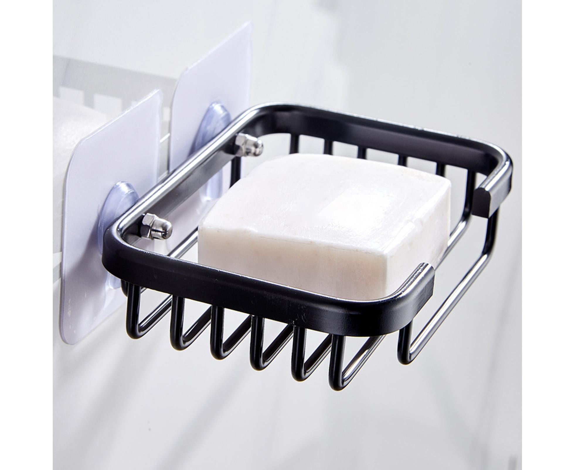 Soap Dish Self-draining Easy Installation Space Aluminum Simple Reused Soap Box for Shower-Black - Image 5