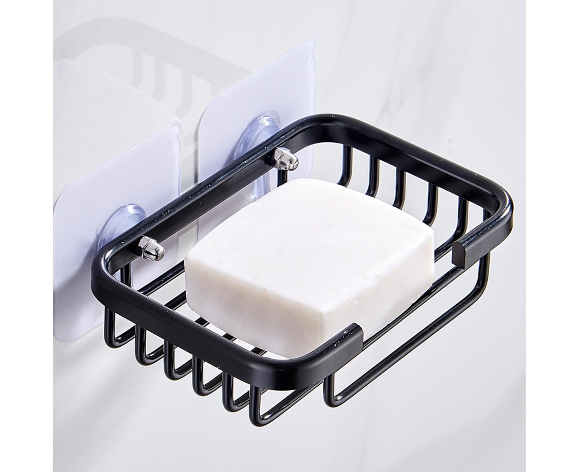 Soap Dish Self-draining Easy Installation Space Aluminum Simple Reused Soap Box for Shower-Black - Image 6
