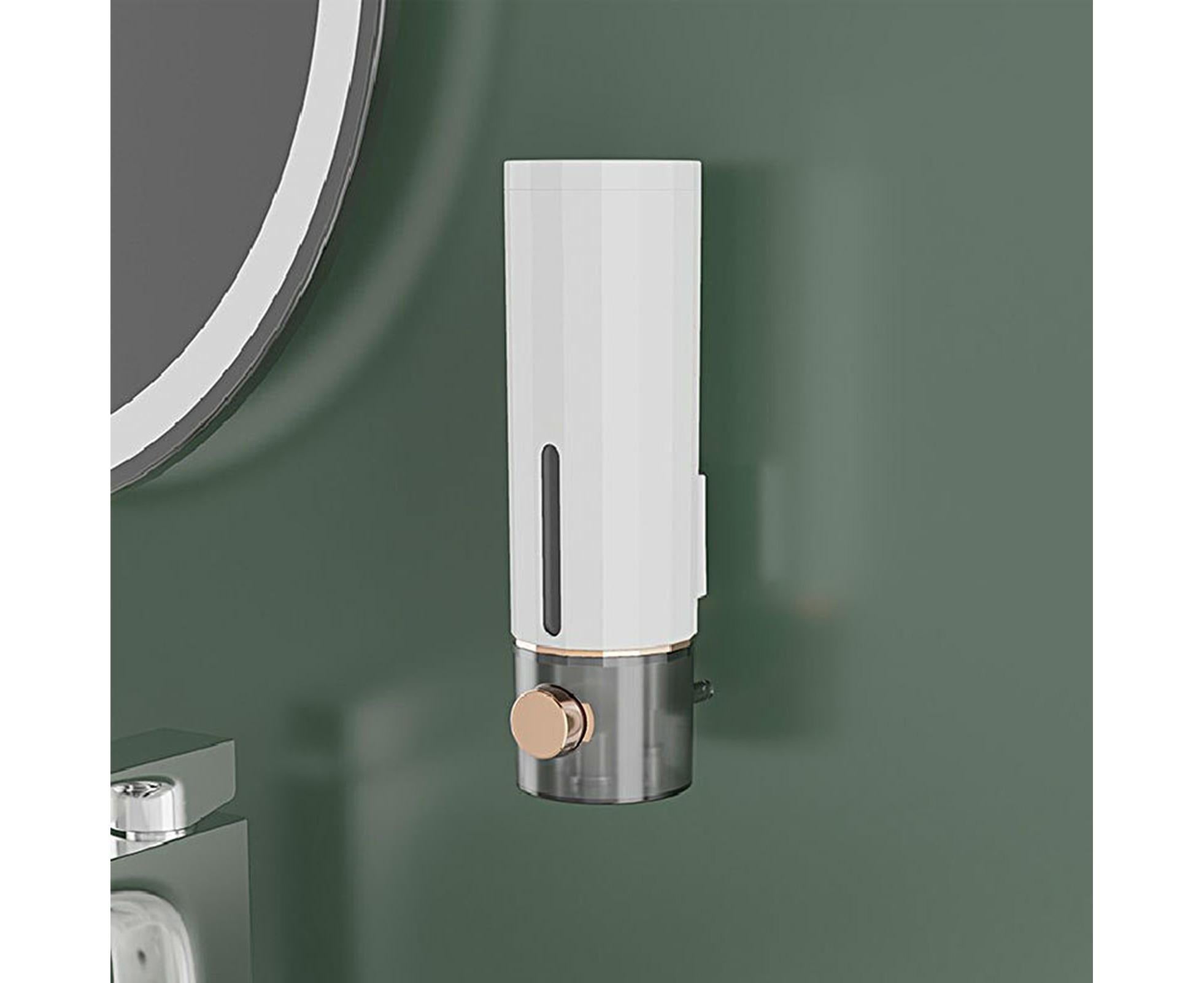 Soap Dispenser Wall Mounted Punch-free Visible Window Press Type Large Capacity Shampoo Conditioner Shower Gel Container for Bathroom-White - Image 4