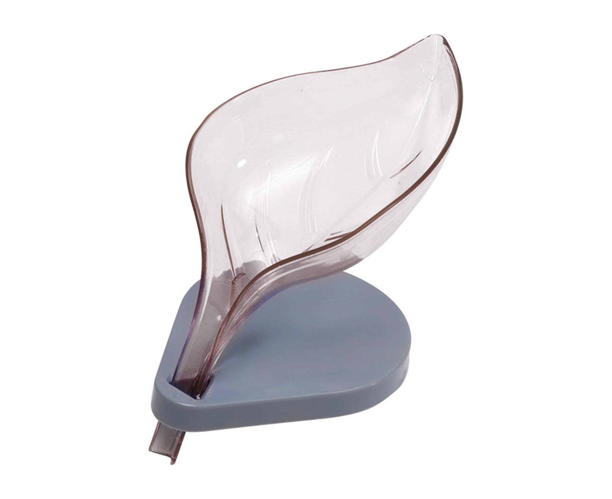 Soap Holder Drainage Design Leaf Shape Solid Color Punch-free Great Stickiness Storage Soaps Sturdy Structure with Sucker Soap Plate Bathroom Stuffoffee - Image 1