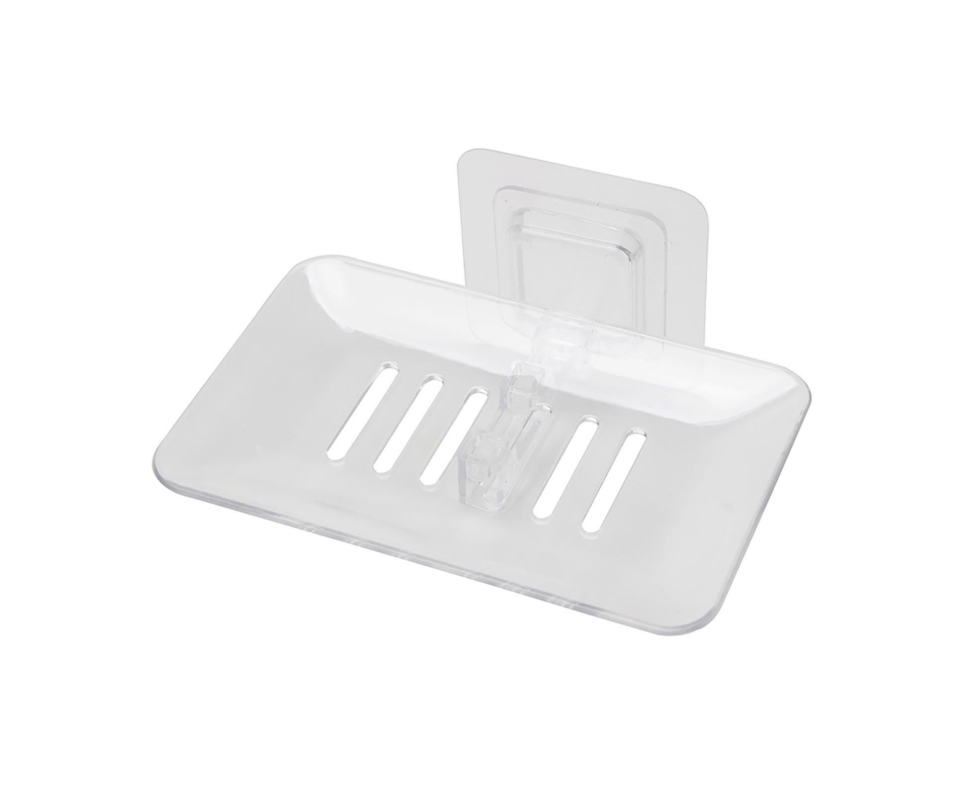 Soap Holder Easy to Install Selfdhesive PVC Bathroom Soap Holder for Home-White - Image 1