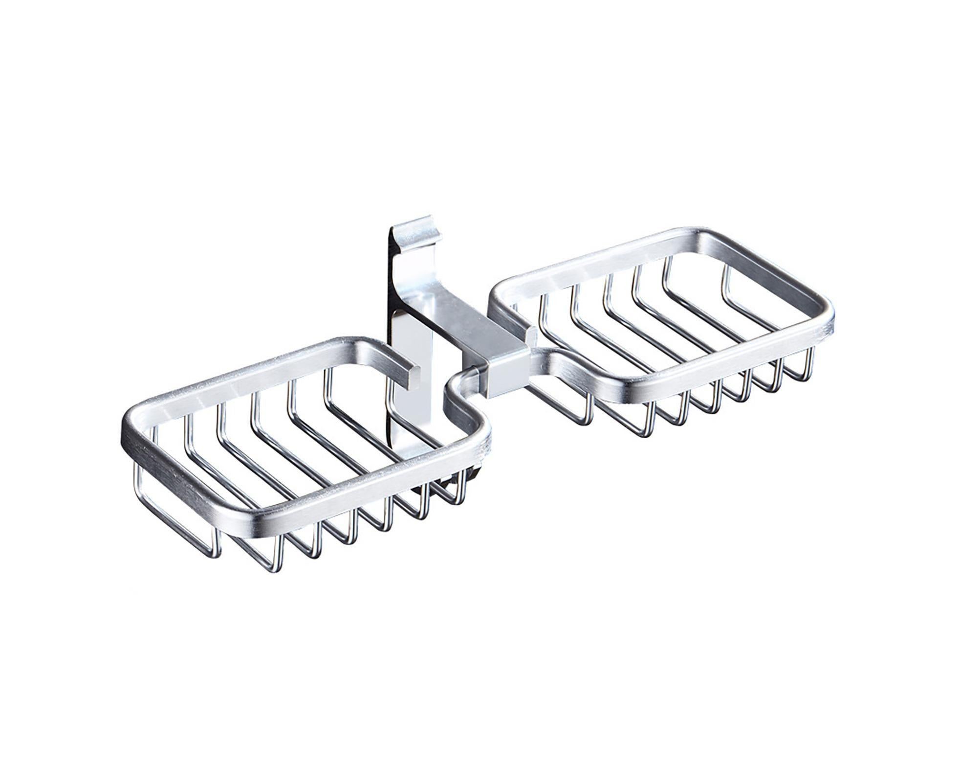 Soap Holder Easy-Installation Hollow Design Square-Shaped Punch-free Soap Drain Box for Home-Silver - Image 1