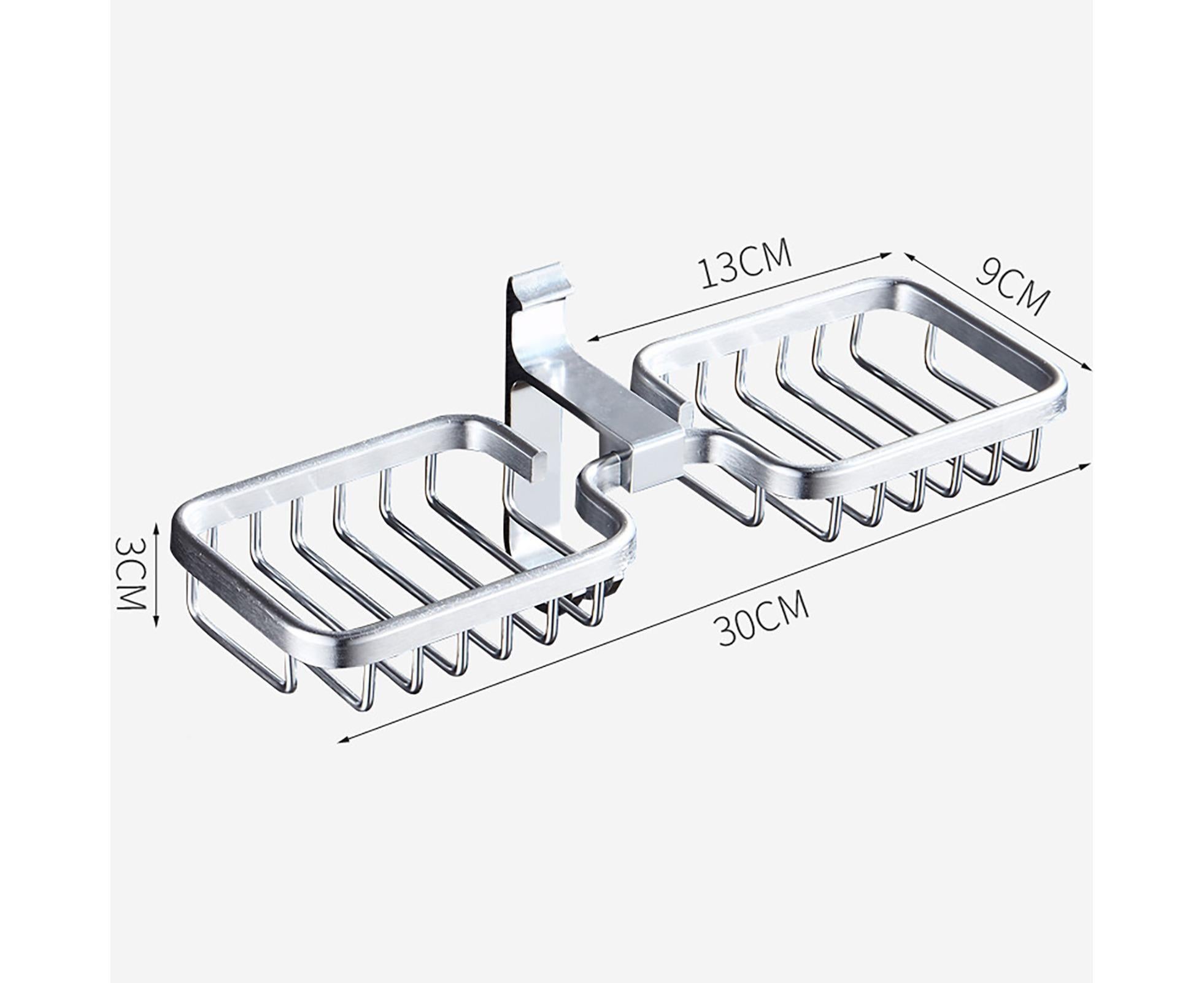 Soap Holder Easy-Installation Hollow Design Square-Shaped Punch-free Soap Drain Box for Home-Silver - Image 4