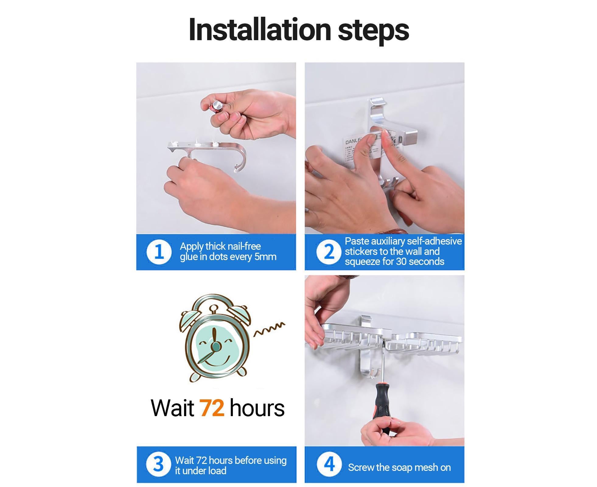 Soap Holder Easy-Installation Hollow Design Square-Shaped Punch-free Soap Drain Box for Home-Silver - Image 6
