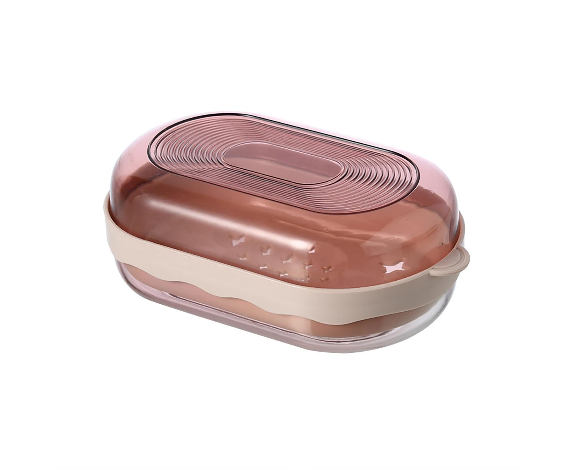 Soap Tray Corrosion-resistant Keep Soap Dry with Lid Countertop Multipurpose Storage Holder for Bathroom-Red - Image 1