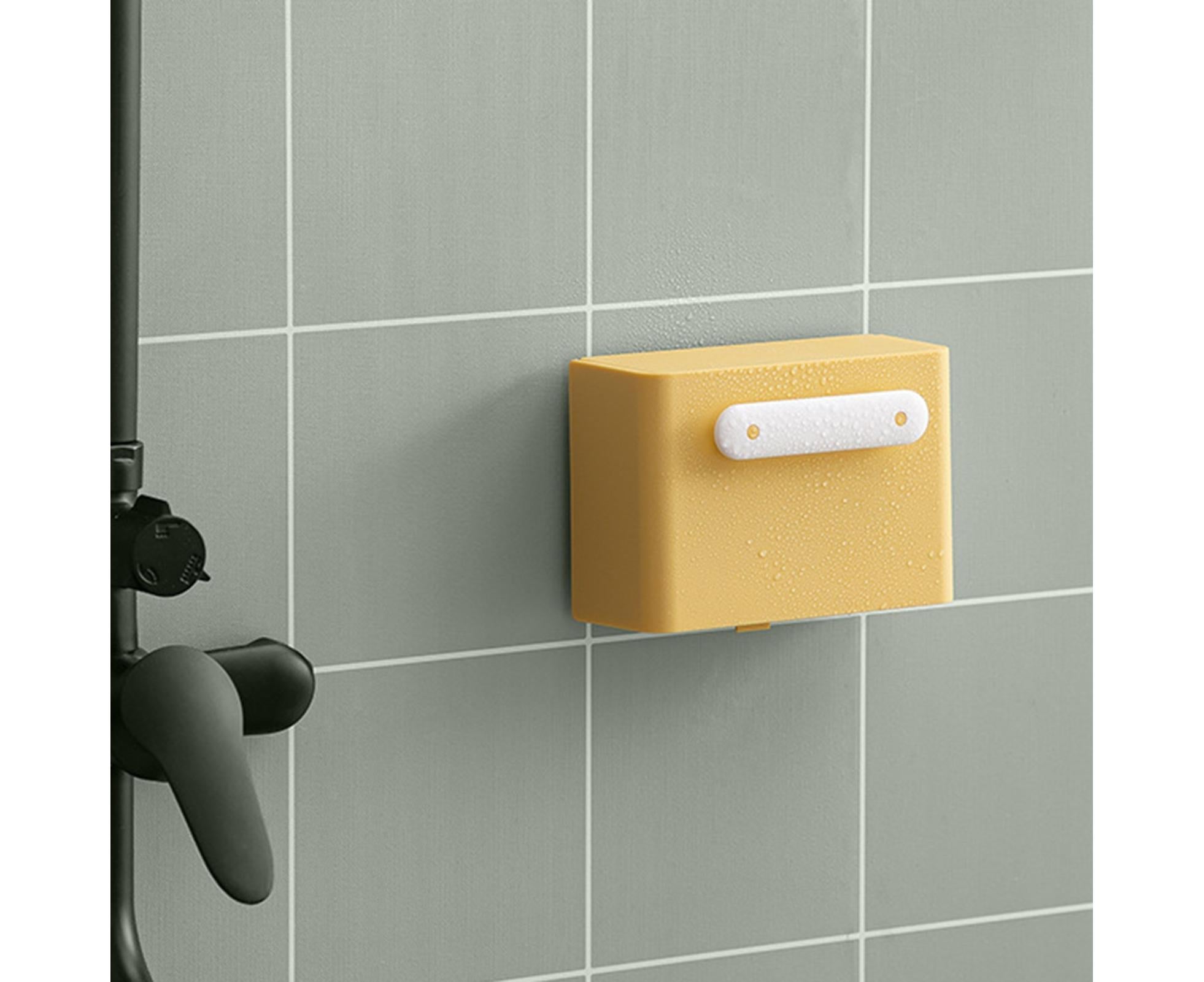 Waterproof Soap Box Detachable HIPS Wall Mountable Soap Draining Rack for Daily Use-Yellow - Image 5